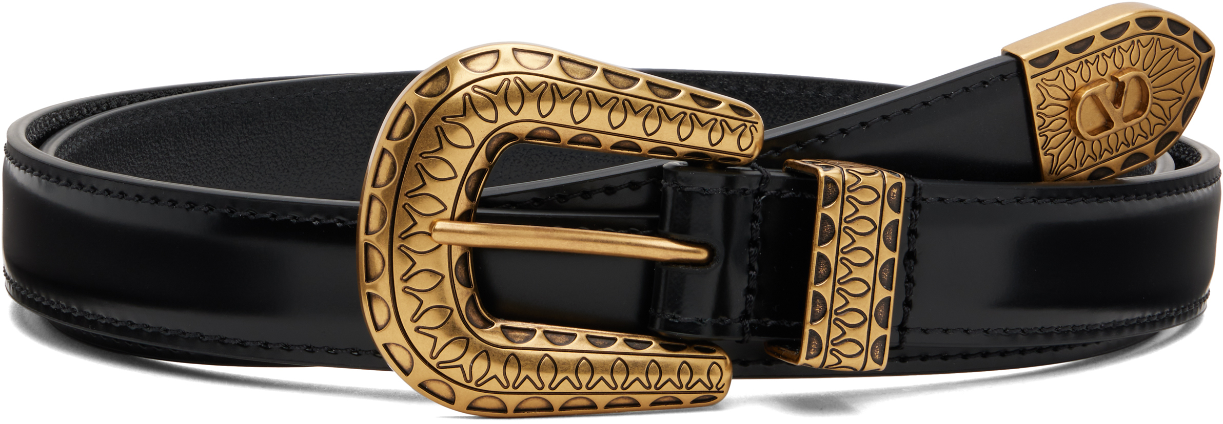 Valentino Black Vlogo Signature Brushed Calfskin Belt In Black