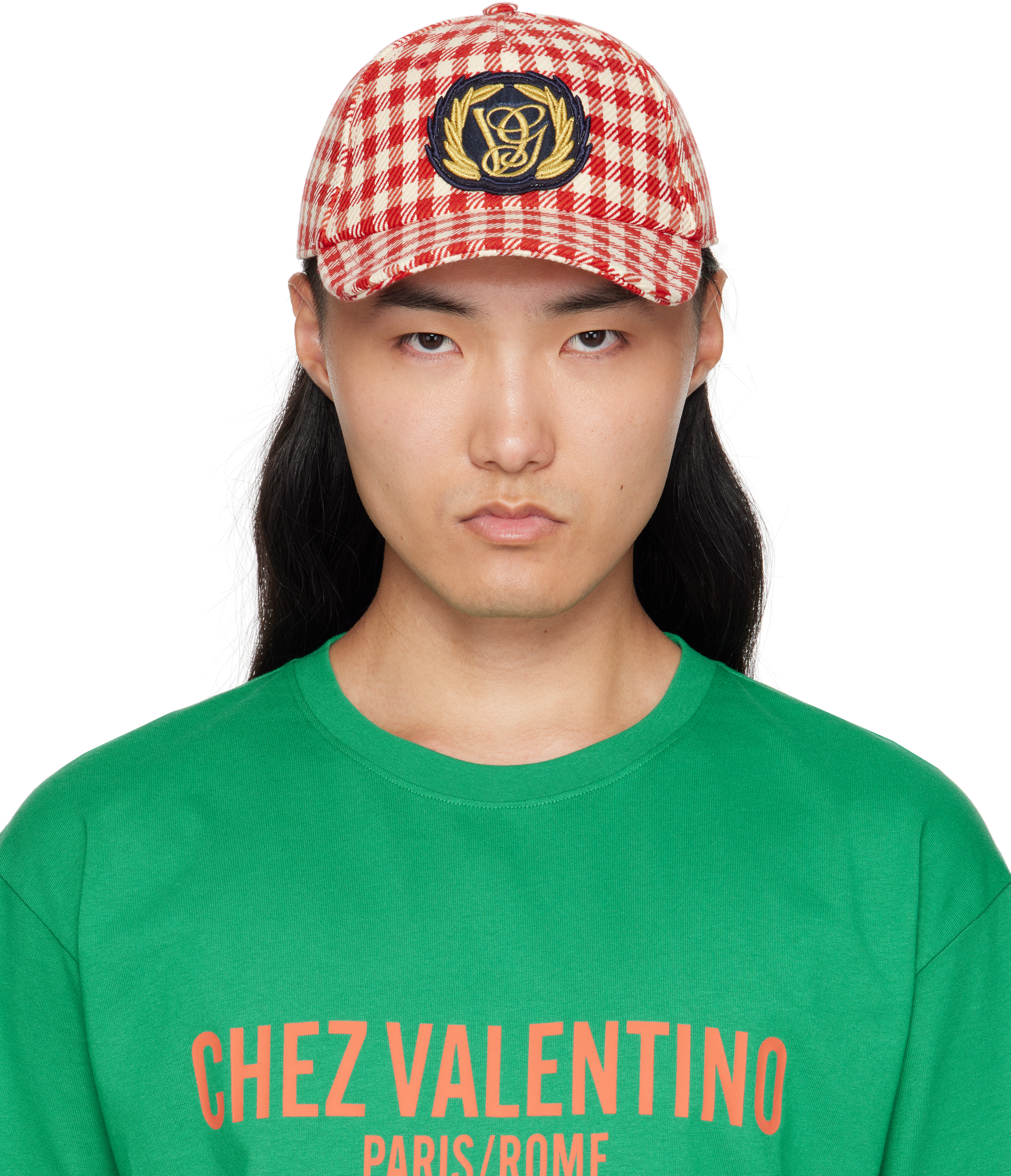Valentino Red & White Patch Cotton & Wool Baseball Cap
