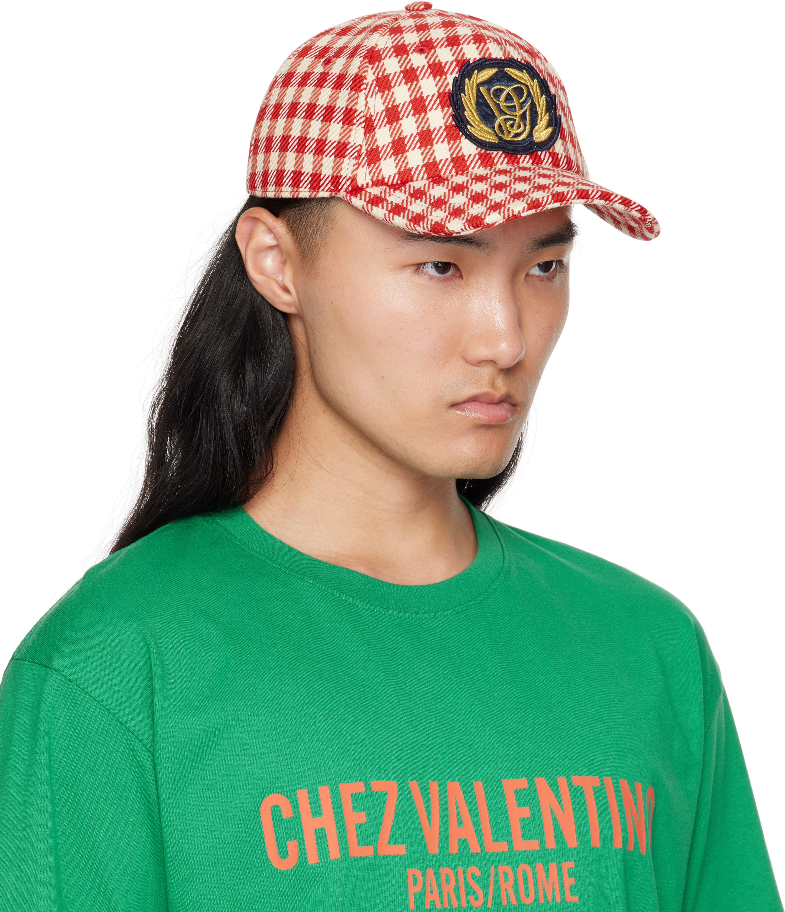 Valentino Red & White Patch Cotton & Wool Baseball Cap