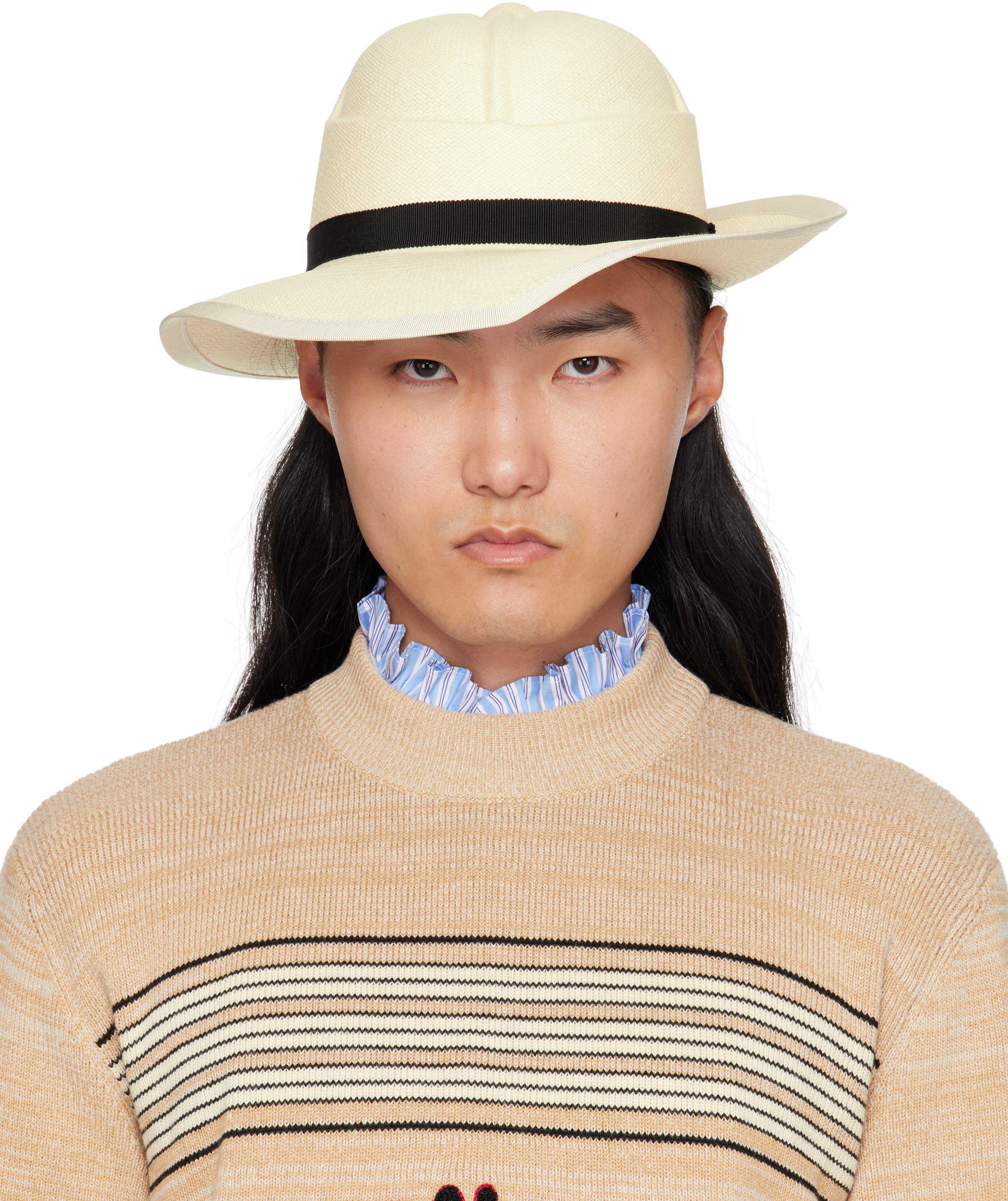 Valentino Off-white Large Brim Panama Hat