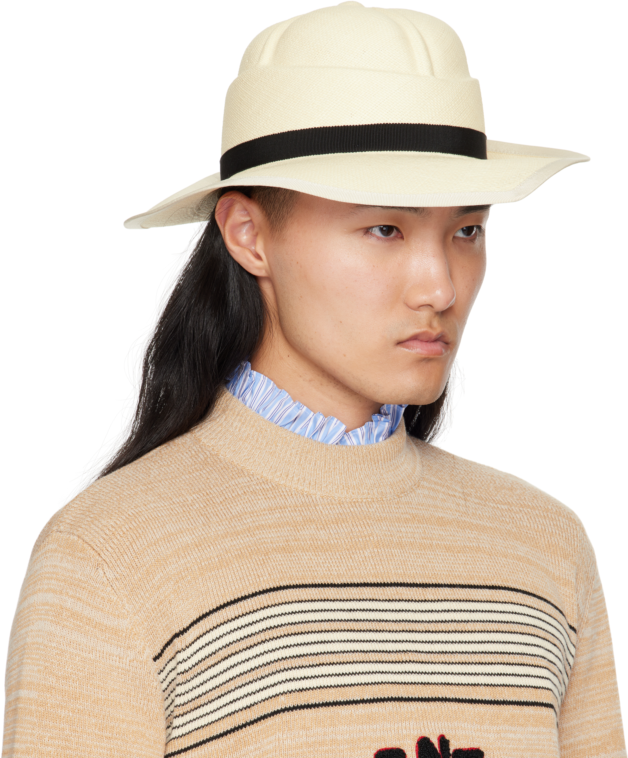 Valentino Off-white Large Brim Panama Hat