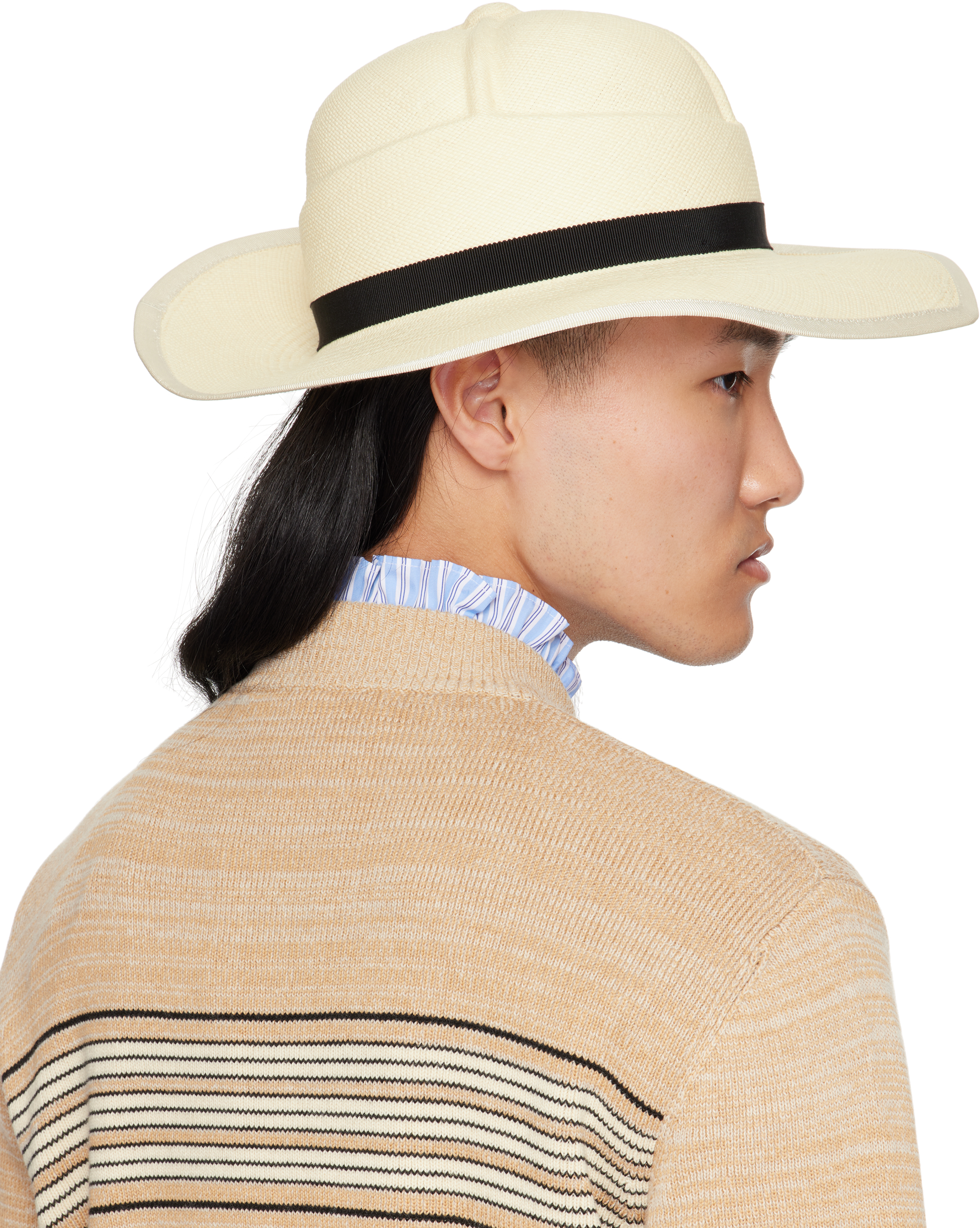 Valentino Off-white Large Brim Panama Hat