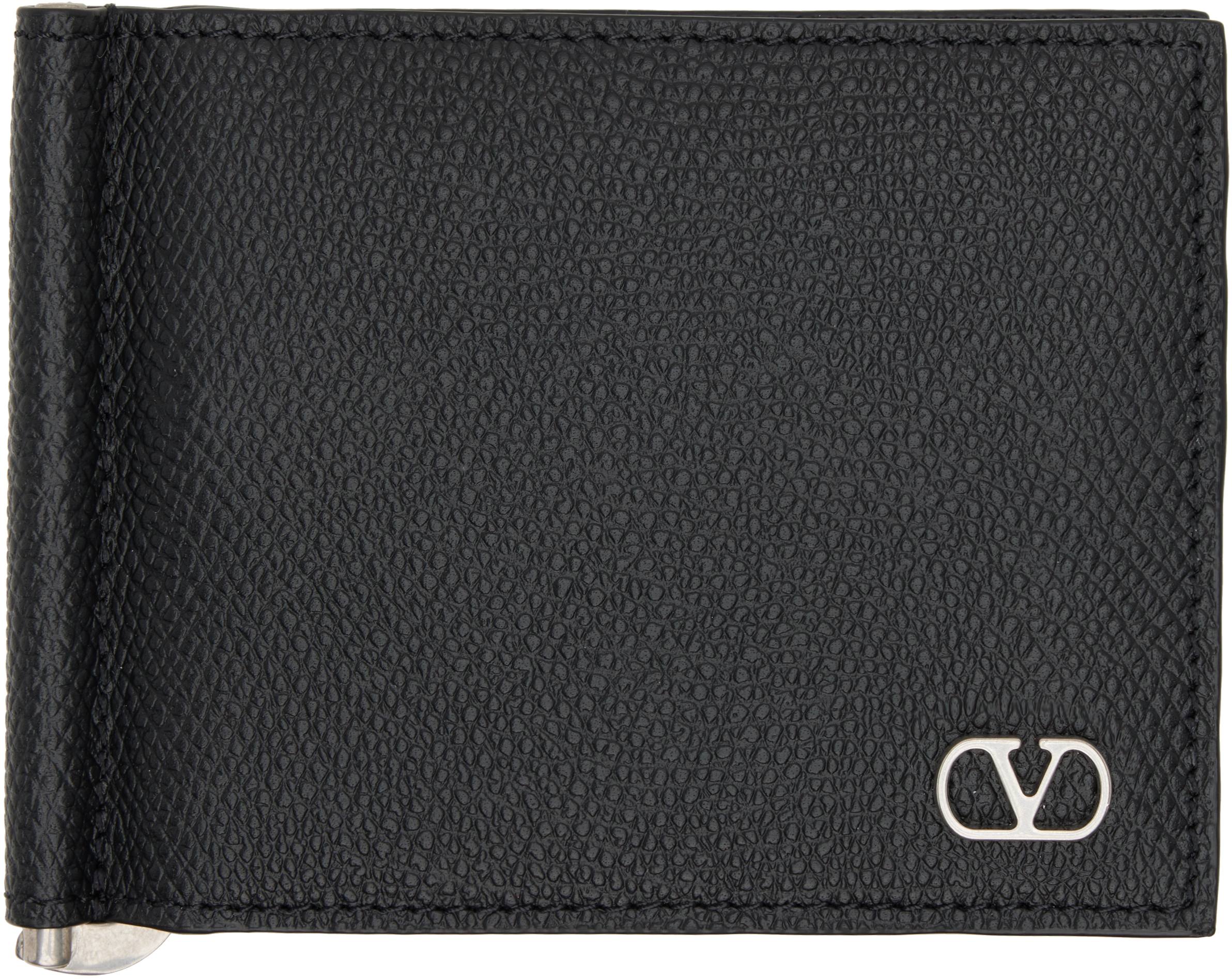 Valentino Black Vlogo Signature Bifold Wallet In Black