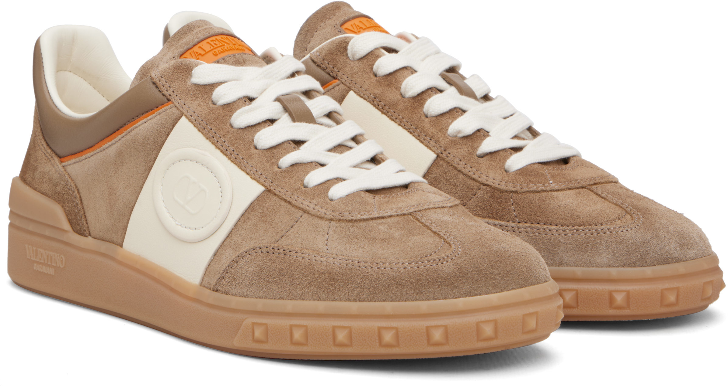 Valentino Upvillage Leather Low-top Sneakers In Neutral