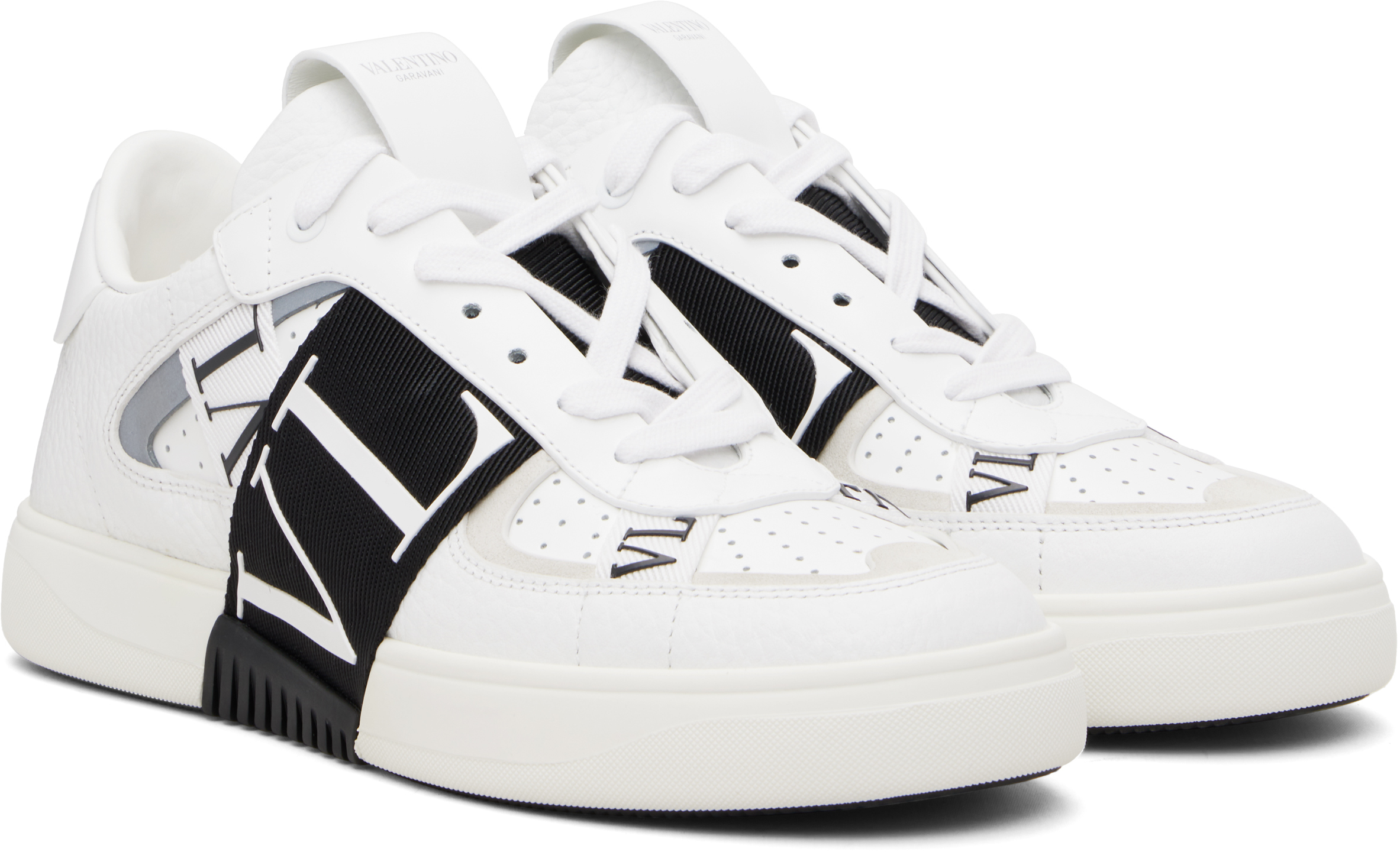 Valentino White Low-top Calfskin Vl7n Sneakers In White