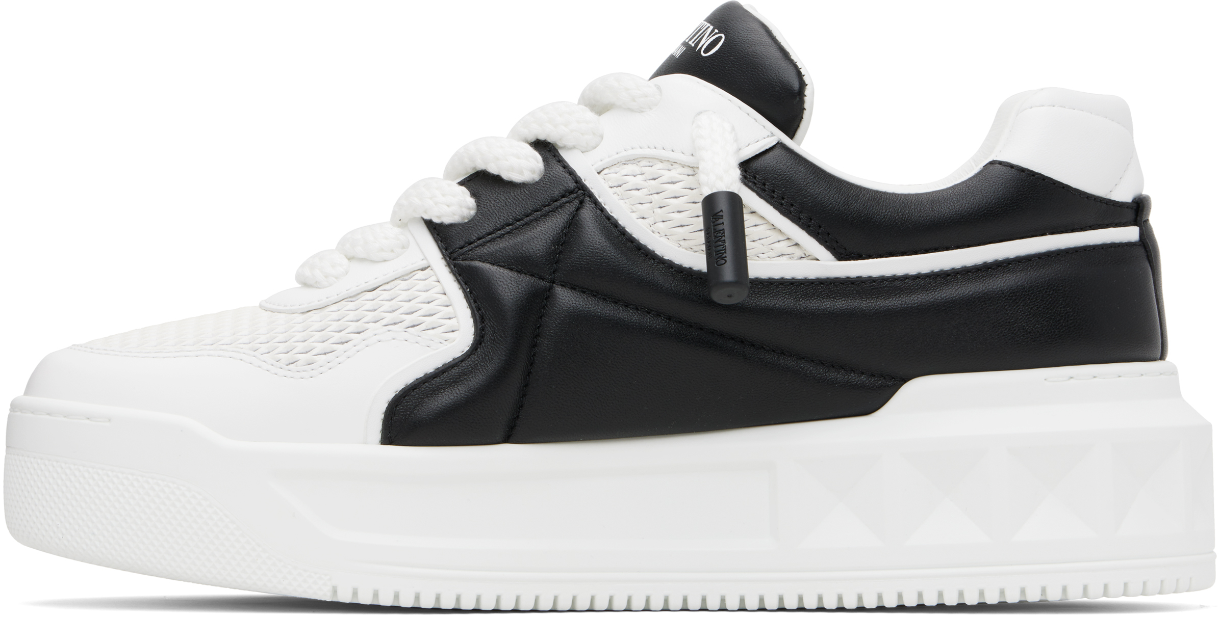 Valentino Garavani One Stud Xl Low-top Sneaker In Nappa Leather And Jacquard Toile Iconographe Techn In White