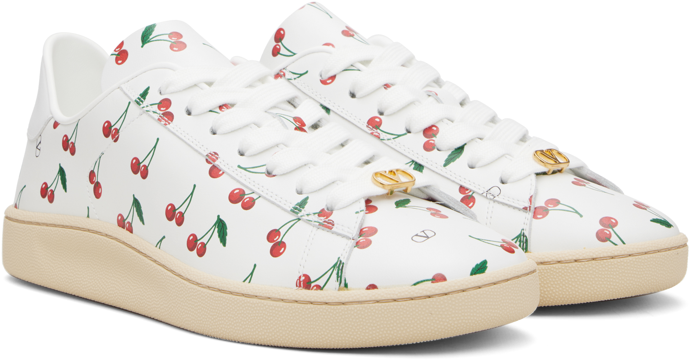 Valentino Garavani Royco Sneaker In Nappa Calfskin With Cherryfic Pattern In Multi
