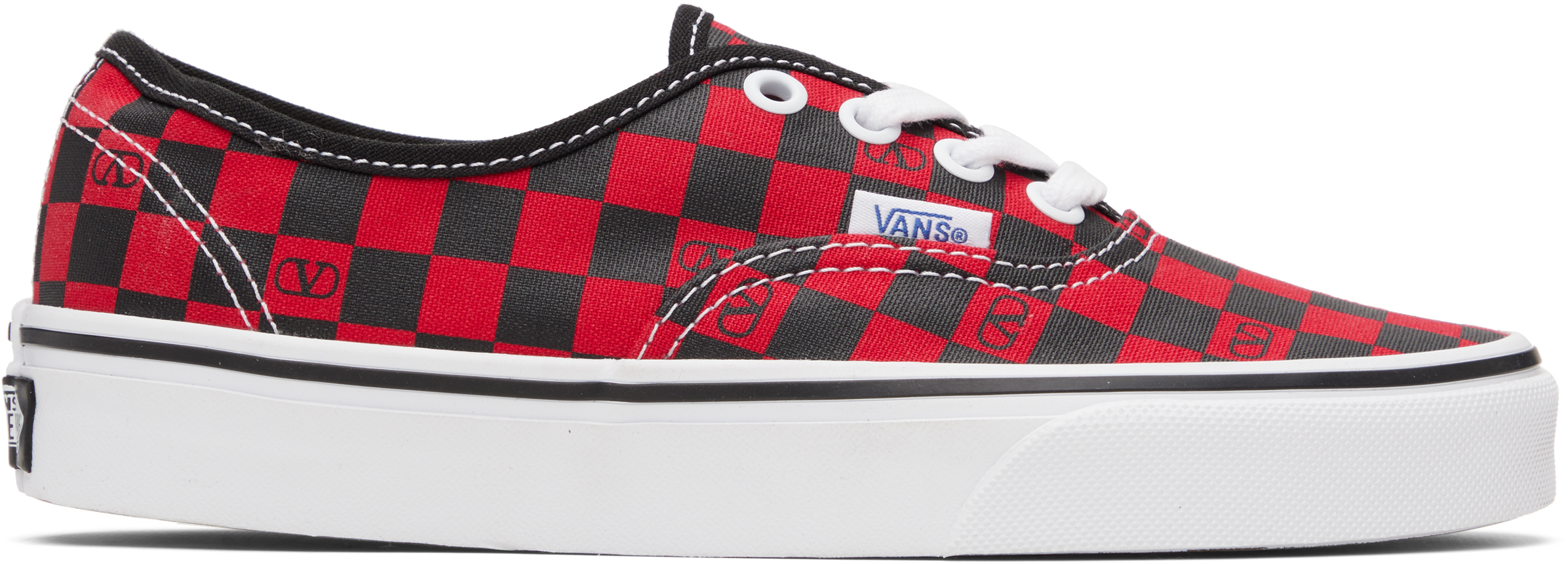 Valentino X Vans Men's Tess St Vlogo Check Canvas Low-top Sneakers In Red