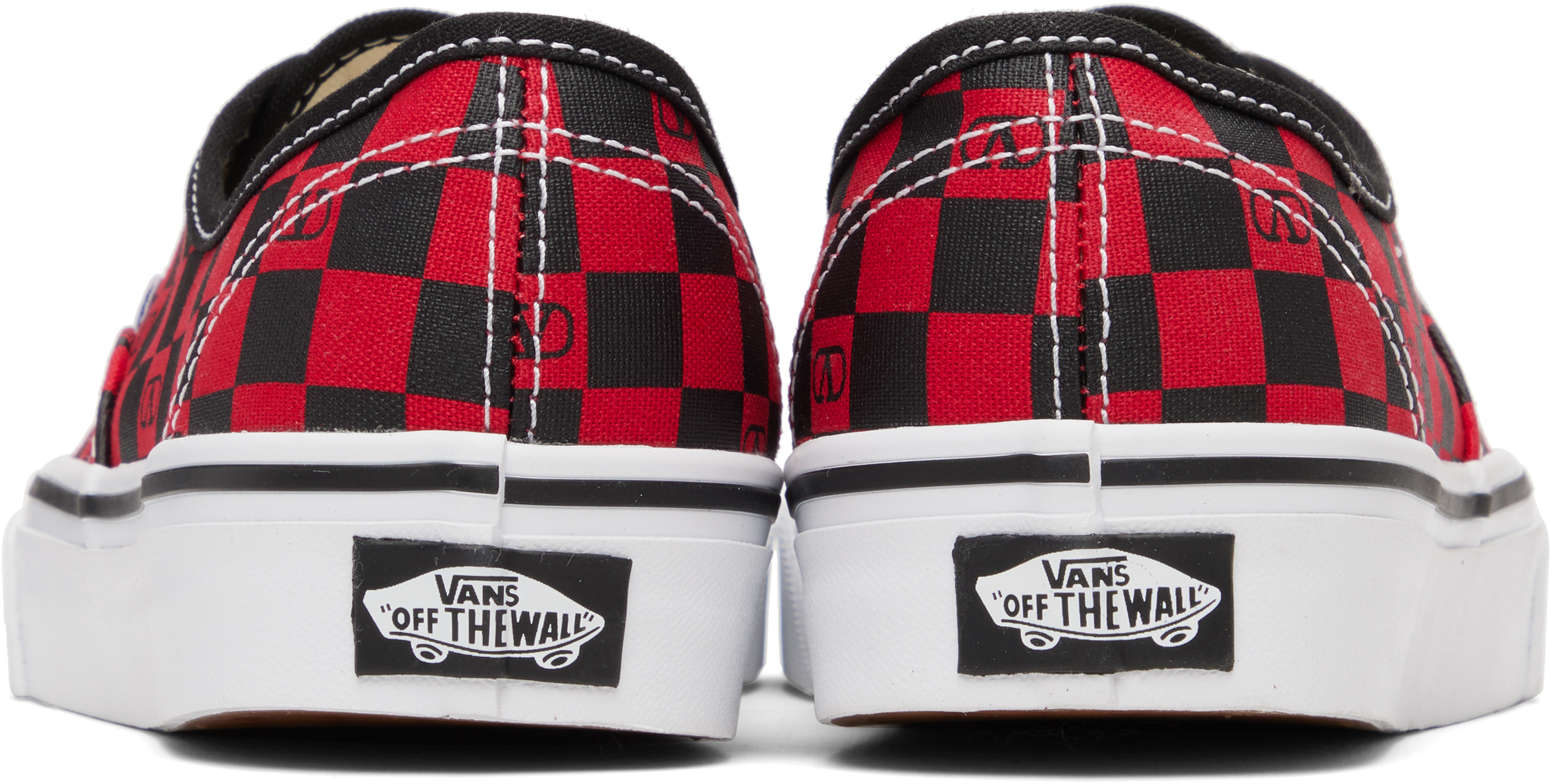 Valentino X Vans Men's Tess St Vlogo Check Canvas Low-top Sneakers In Red