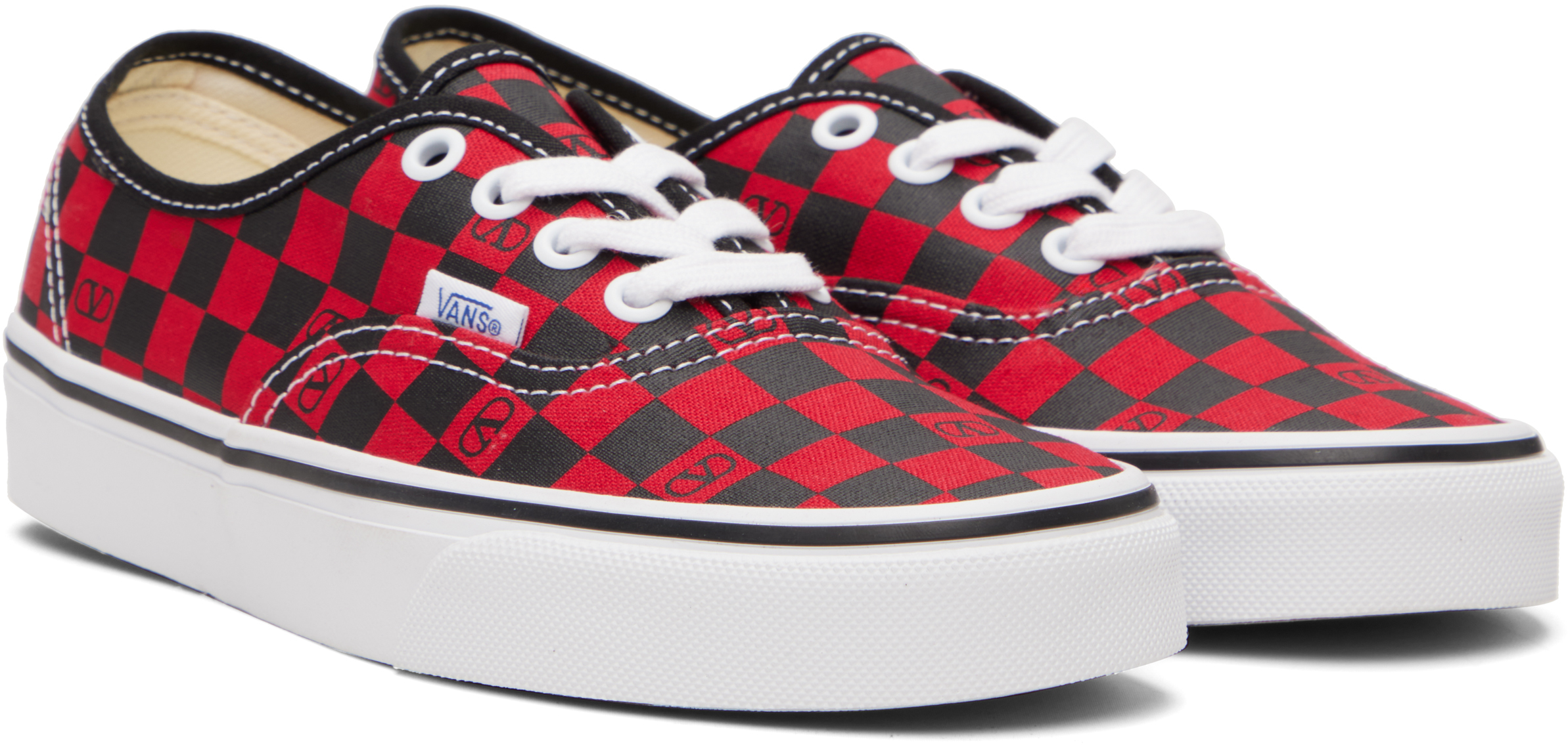 Valentino X Vans Men's Tess St Vlogo Check Canvas Low-top Sneakers In Red