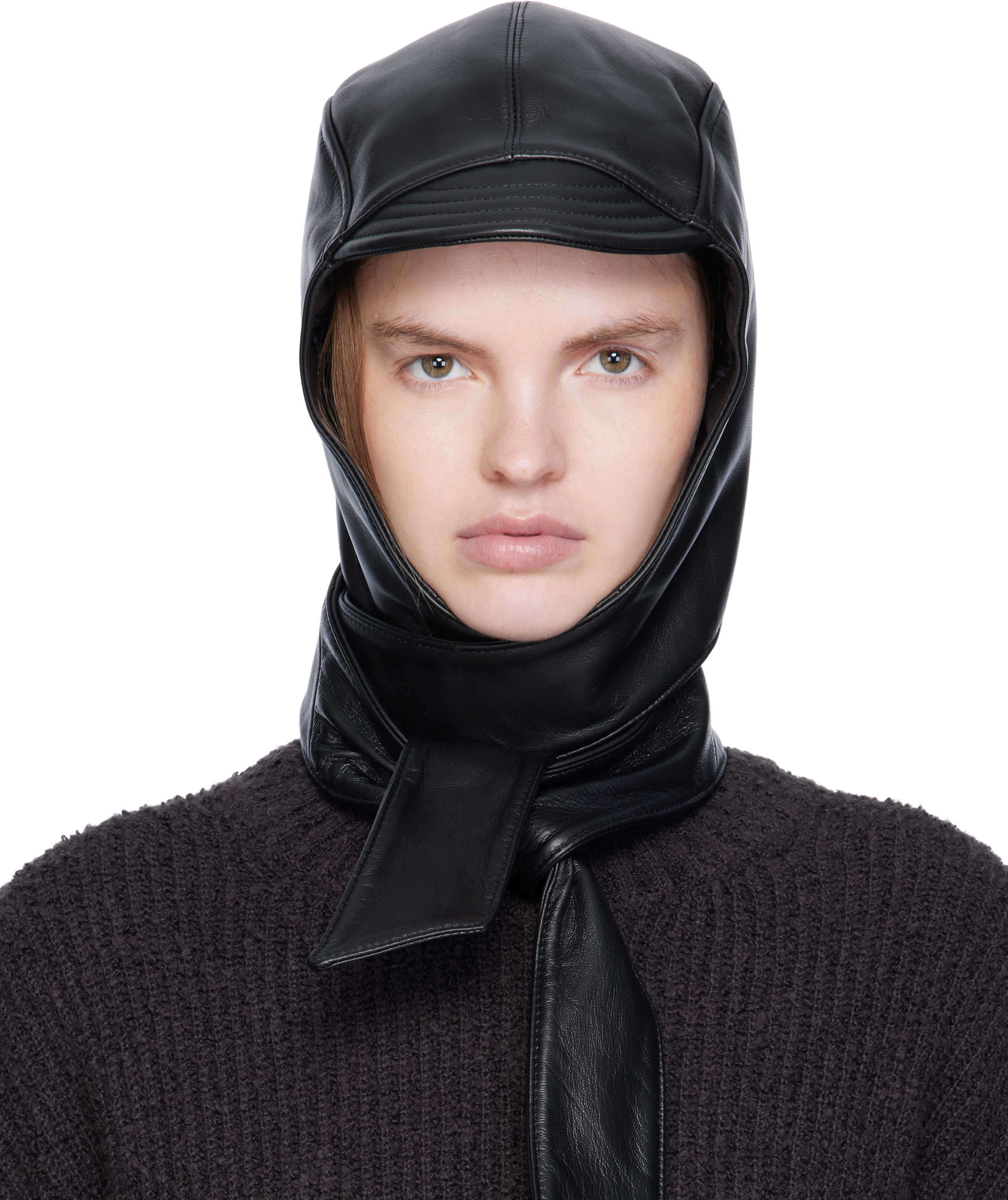Jean Paul Gaultier Black 'the Leather' Hood In Black