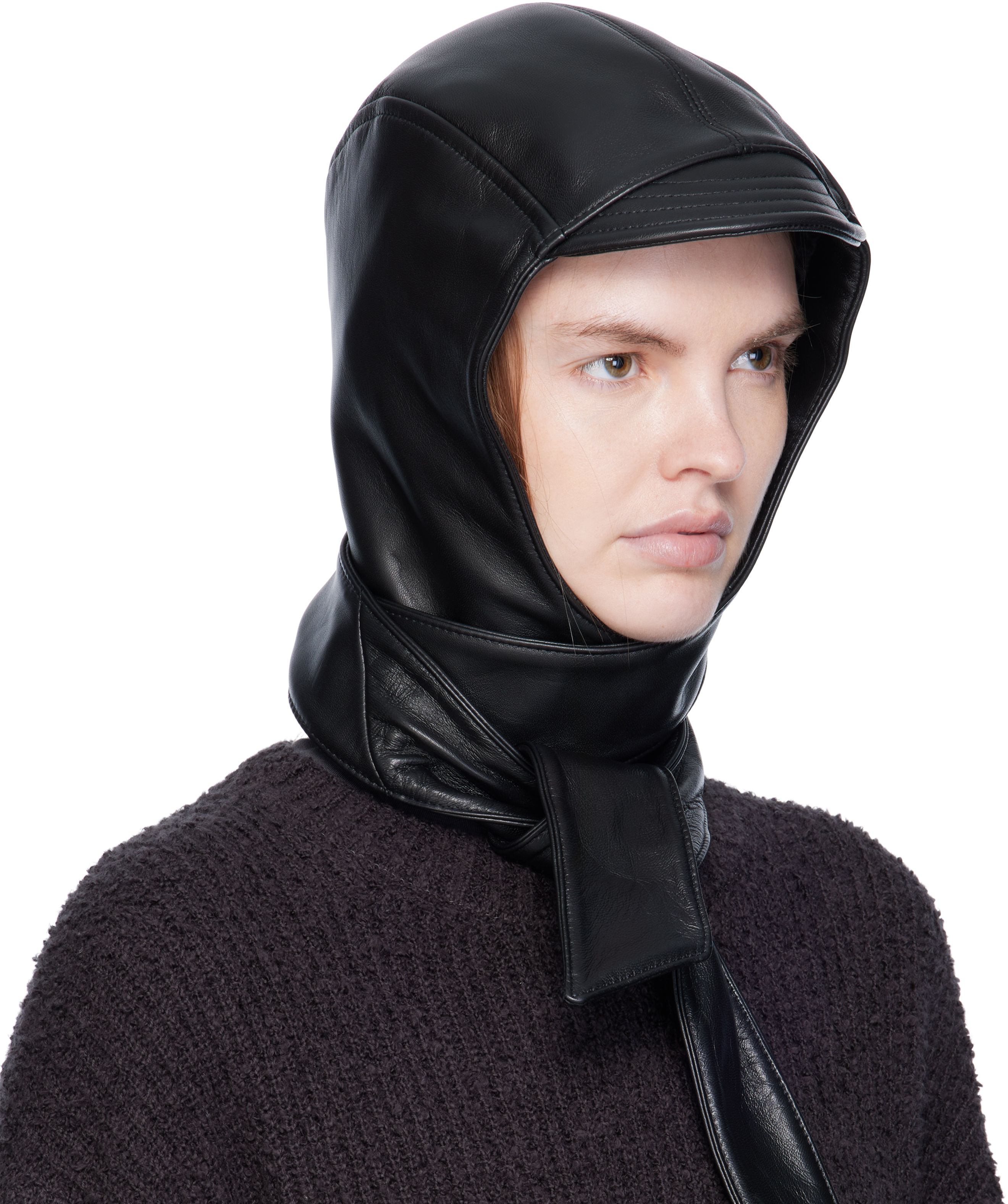 Jean Paul Gaultier Black 'the Leather' Hood In Black