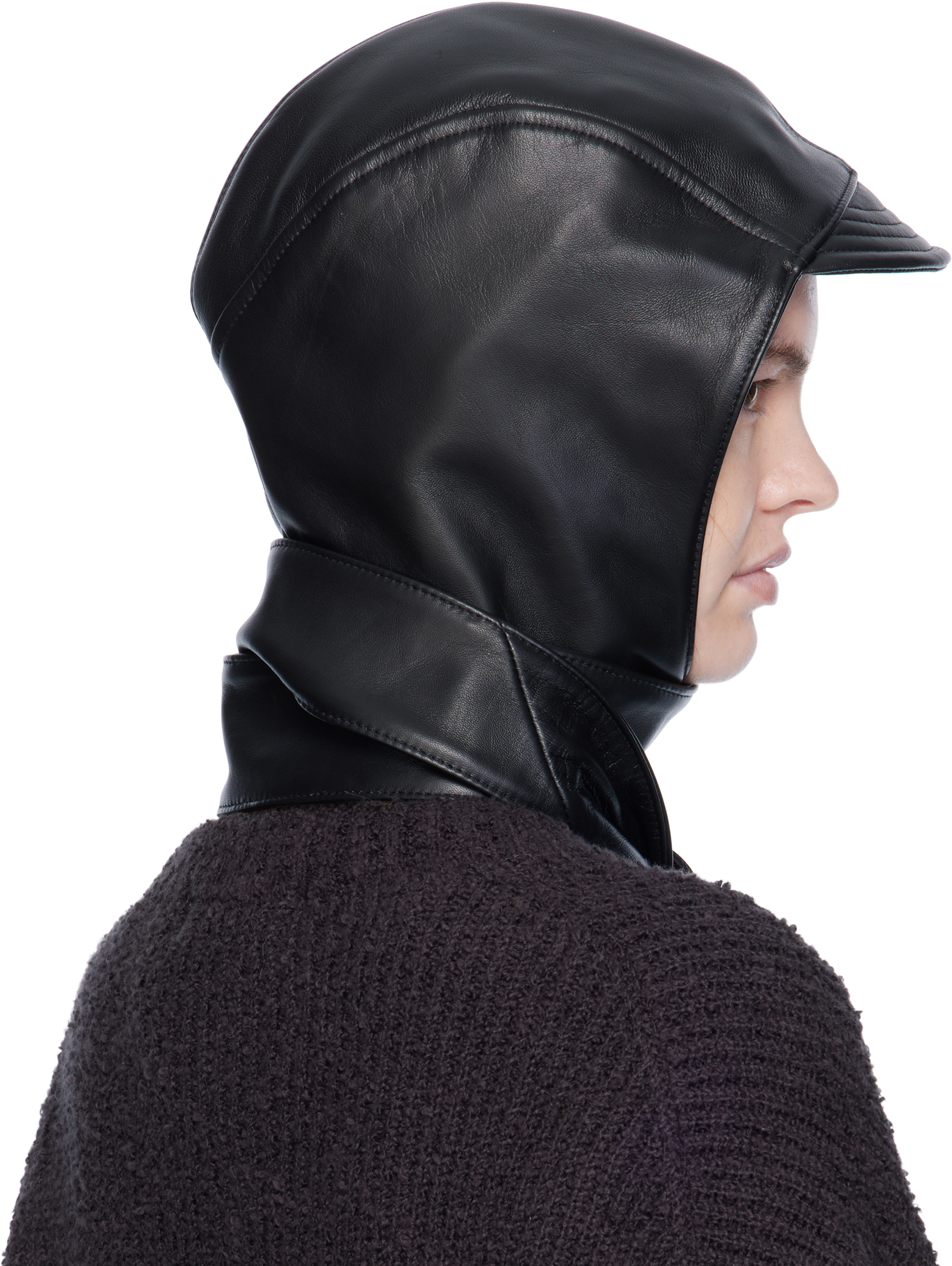 Jean Paul Gaultier Black 'the Leather' Hood In Black
