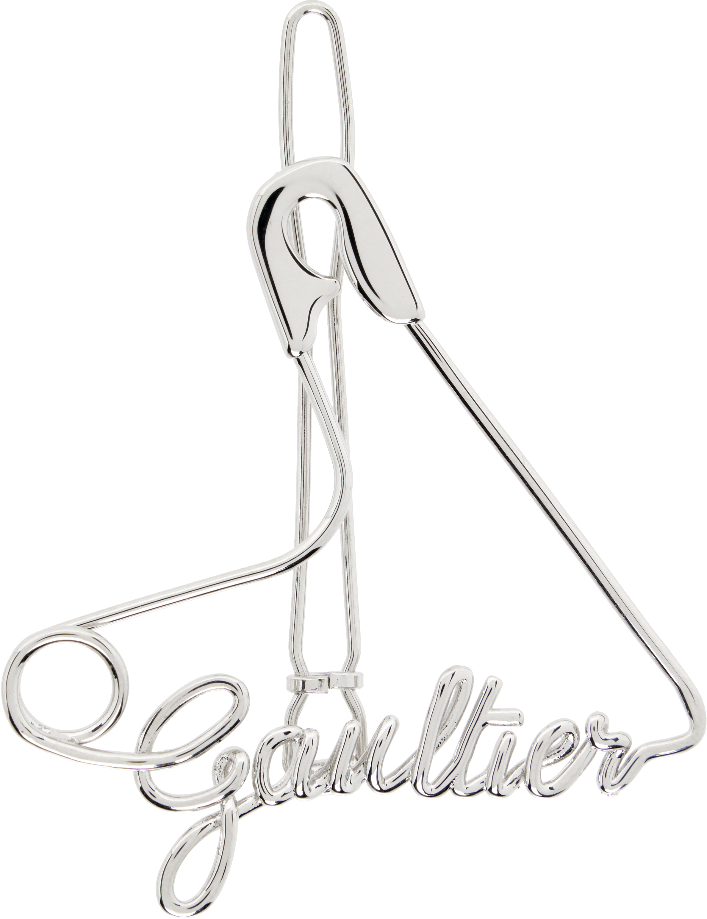 Jean Paul Gaultier Silver Crystal Rectangle Hair Clips Jean Paul Gaultier FW25 GAULTIER HEART SAFETY PIN HAIR CLIP  main image 2