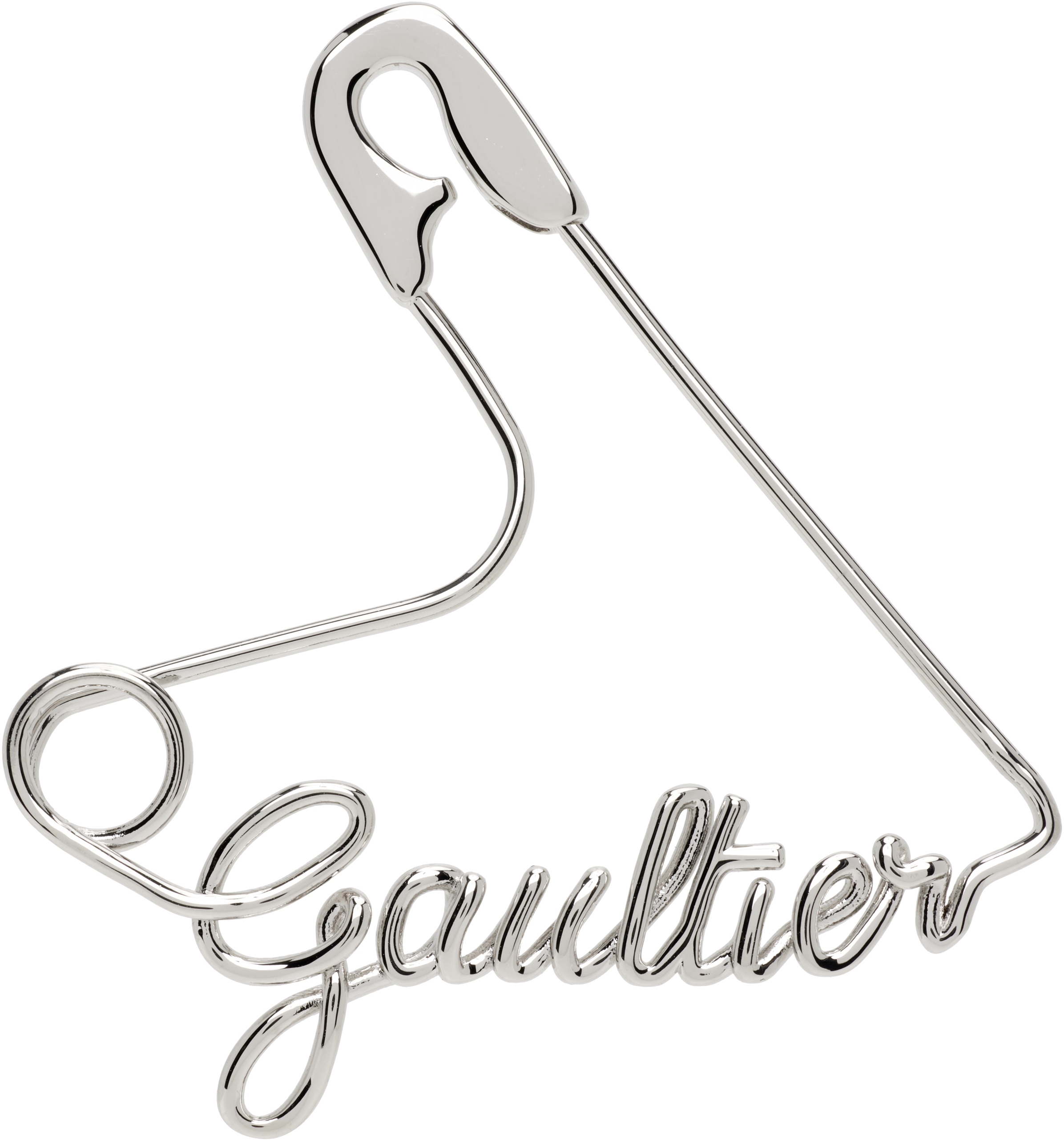 Jean Paul Gaultier 'the Heart Safety Pin' Single Earring In Silver