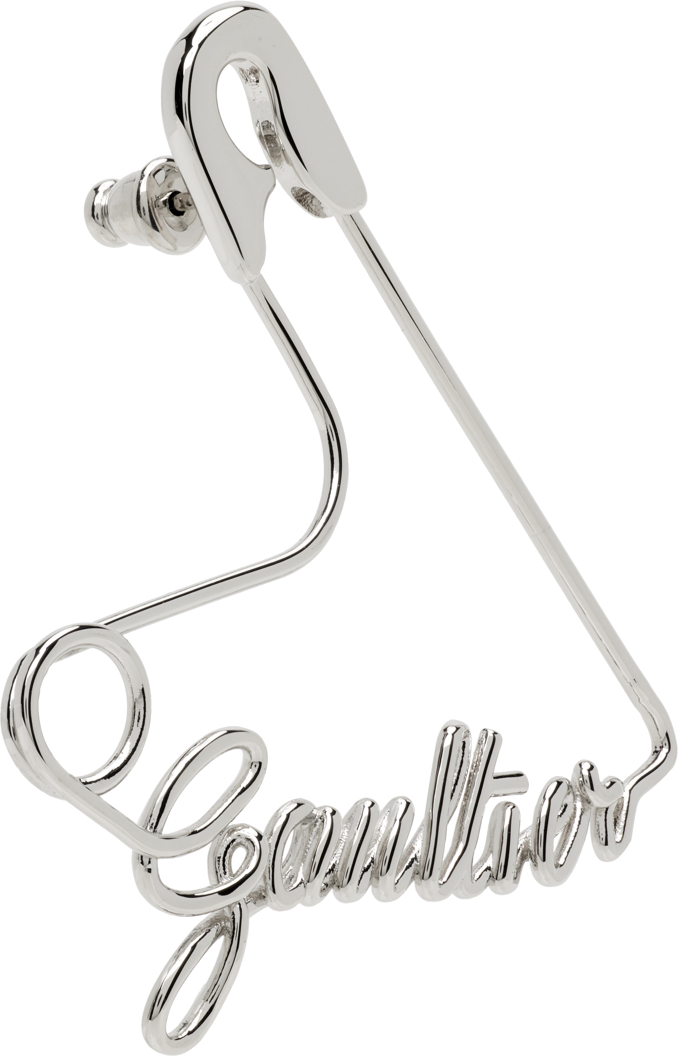 Jean Paul Gaultier 'the Heart Safety Pin' Single Earring In Silver