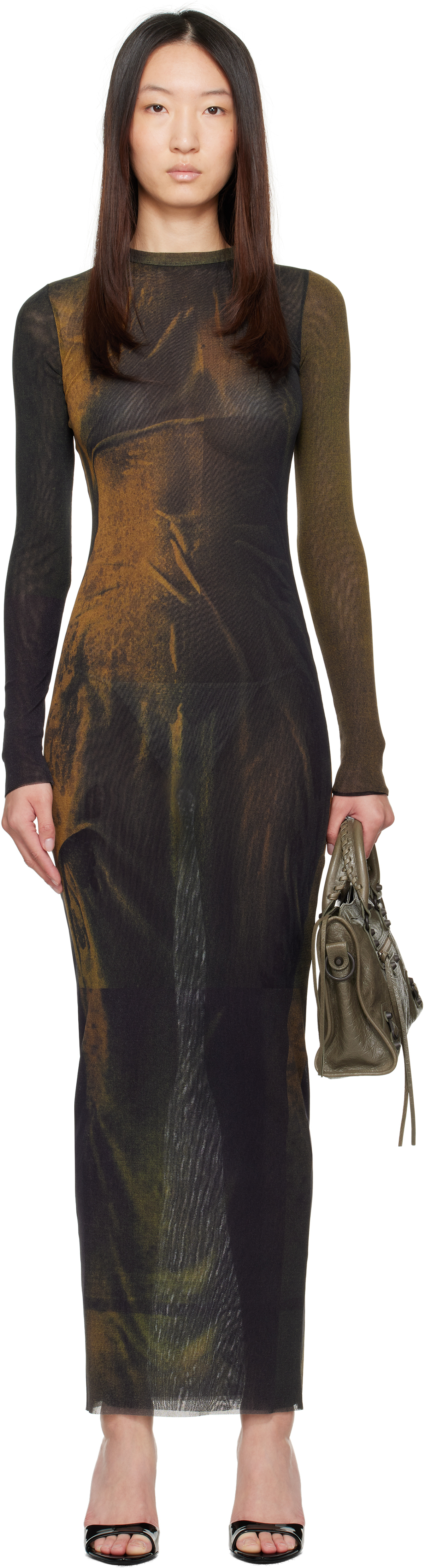 Jean Paul Gaultier Ssense Exclusive Green Printed Acid Water Maxi Dress In Multi