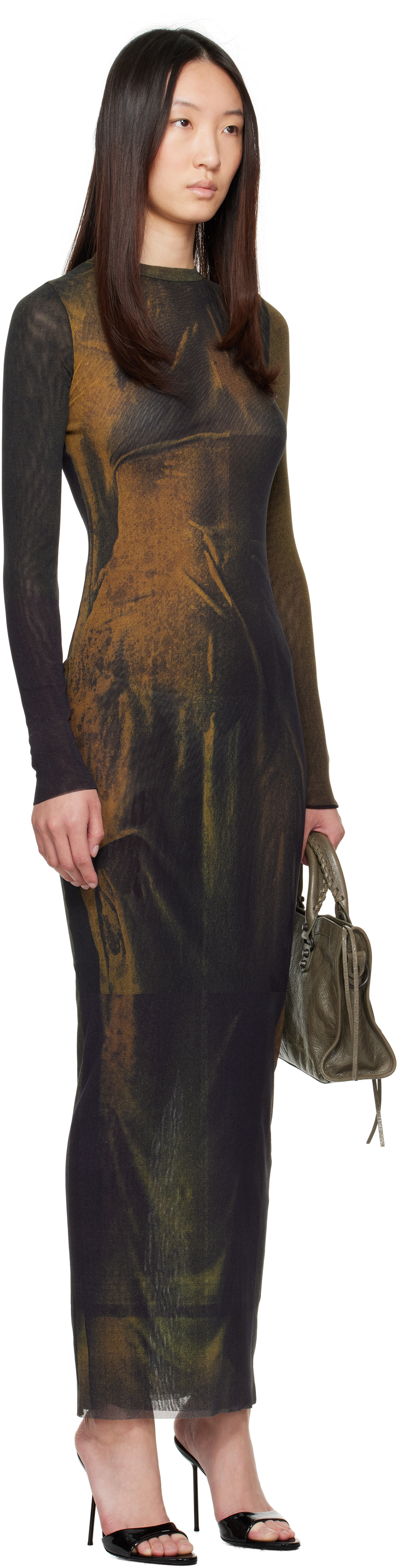 Jean Paul Gaultier Ssense Exclusive Green Printed Acid Water Maxi Dress In Multi