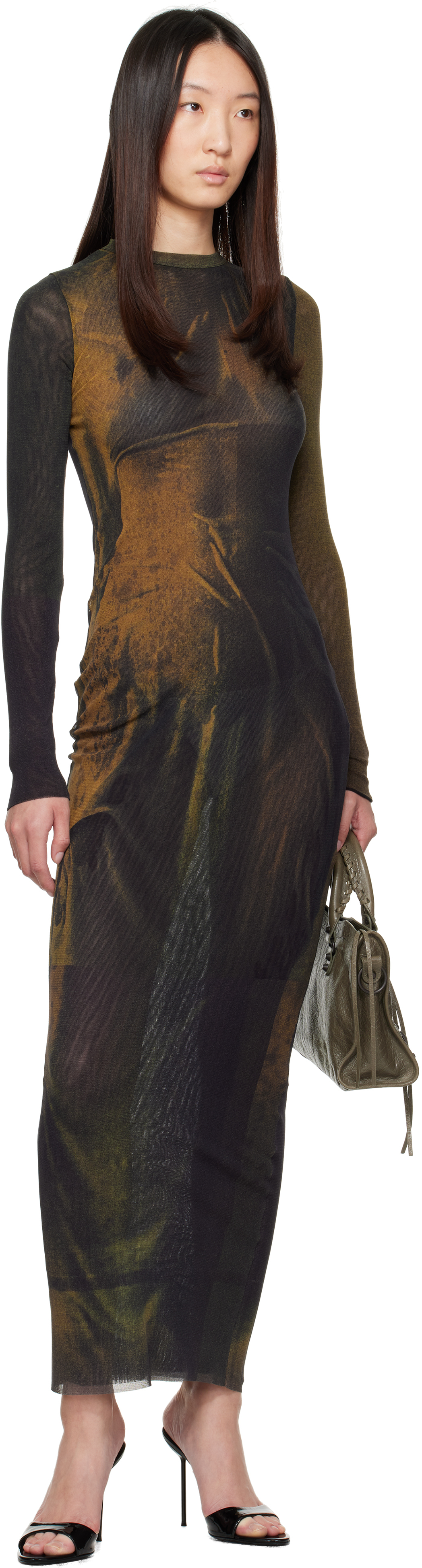 Jean Paul Gaultier Ssense Exclusive Green Printed Acid Water Maxi Dress In Multi