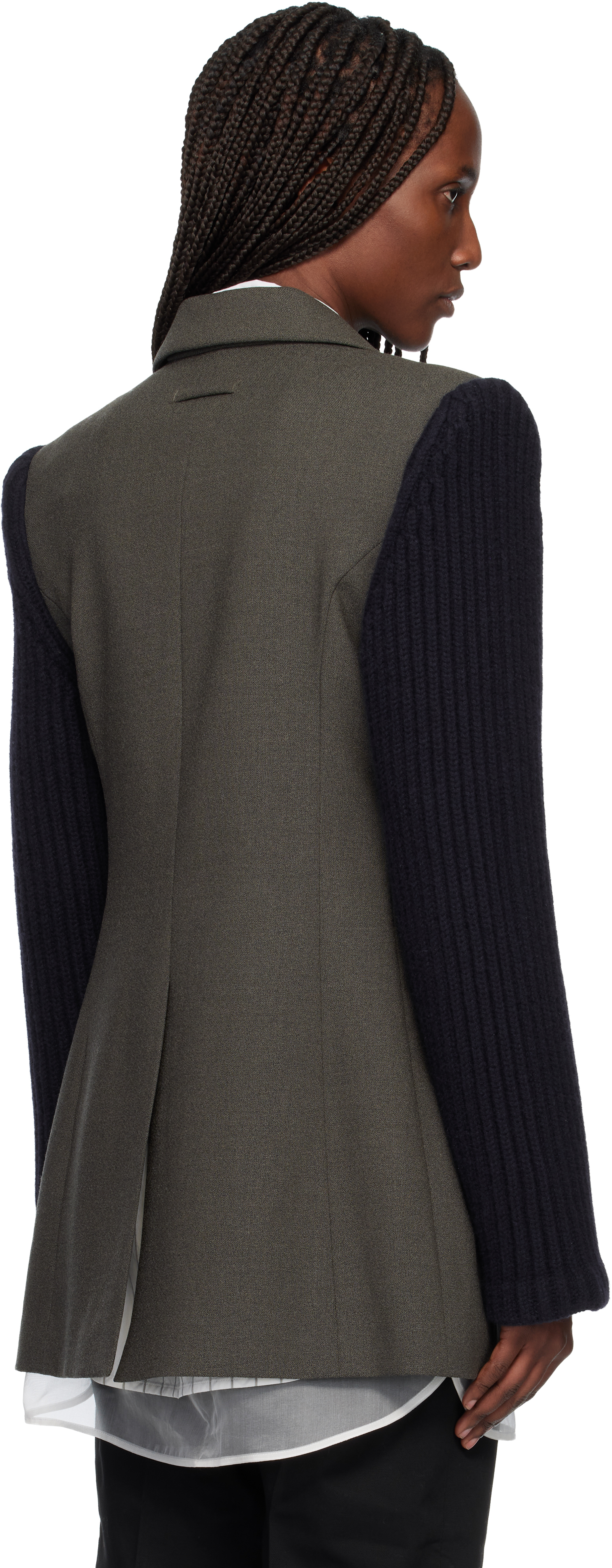 Jean Paul Gaultier Khaki & Navy 'the Bi-material Suit' Blazer