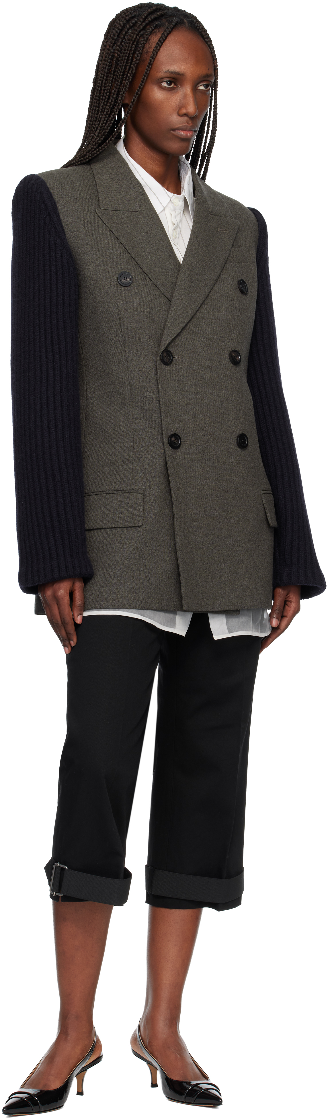 Jean Paul Gaultier Khaki & Navy 'the Bi-material Suit' Blazer