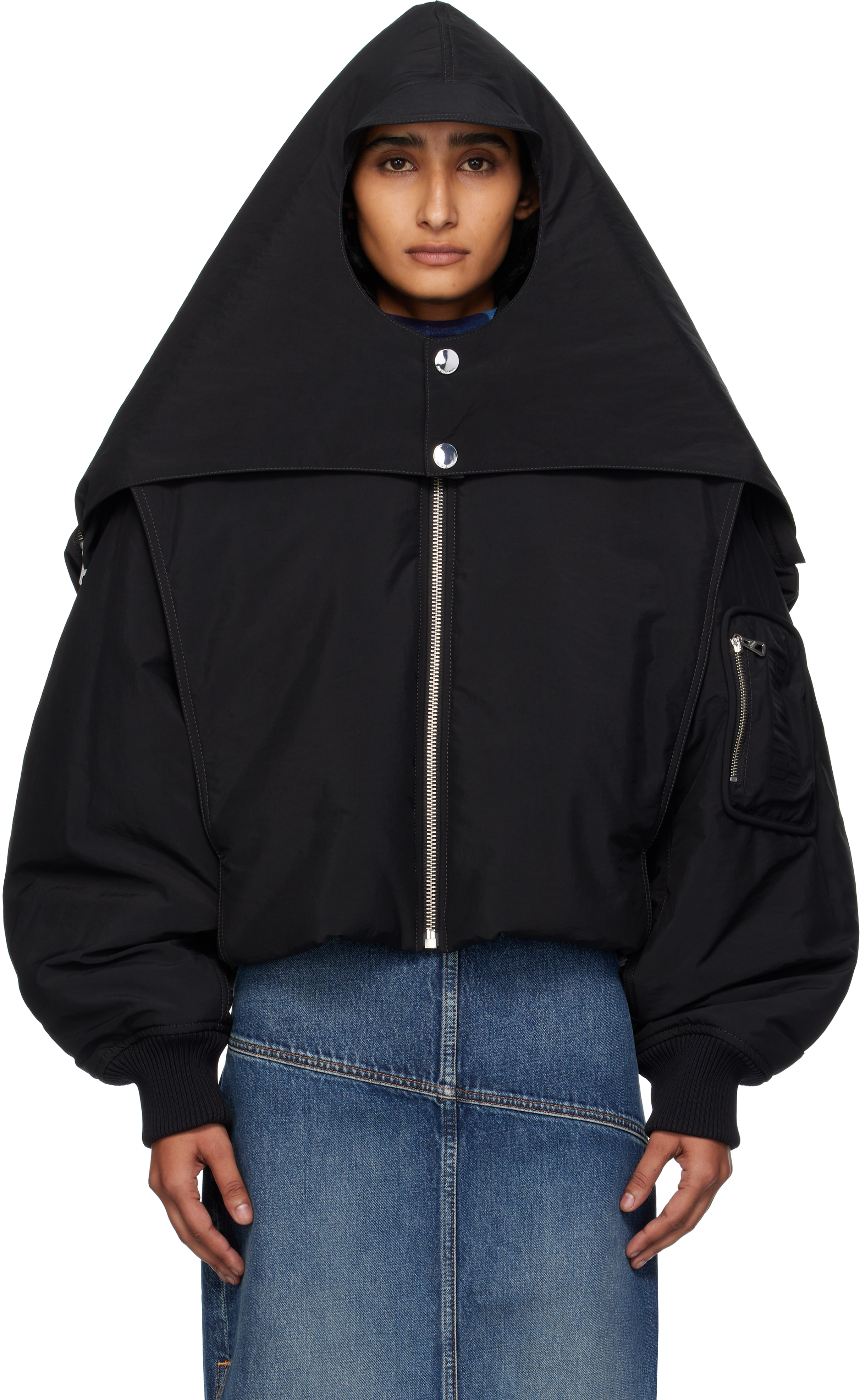 Black 'The Hooded' Bomber Jacket by Jean Paul Gaultier on Sale