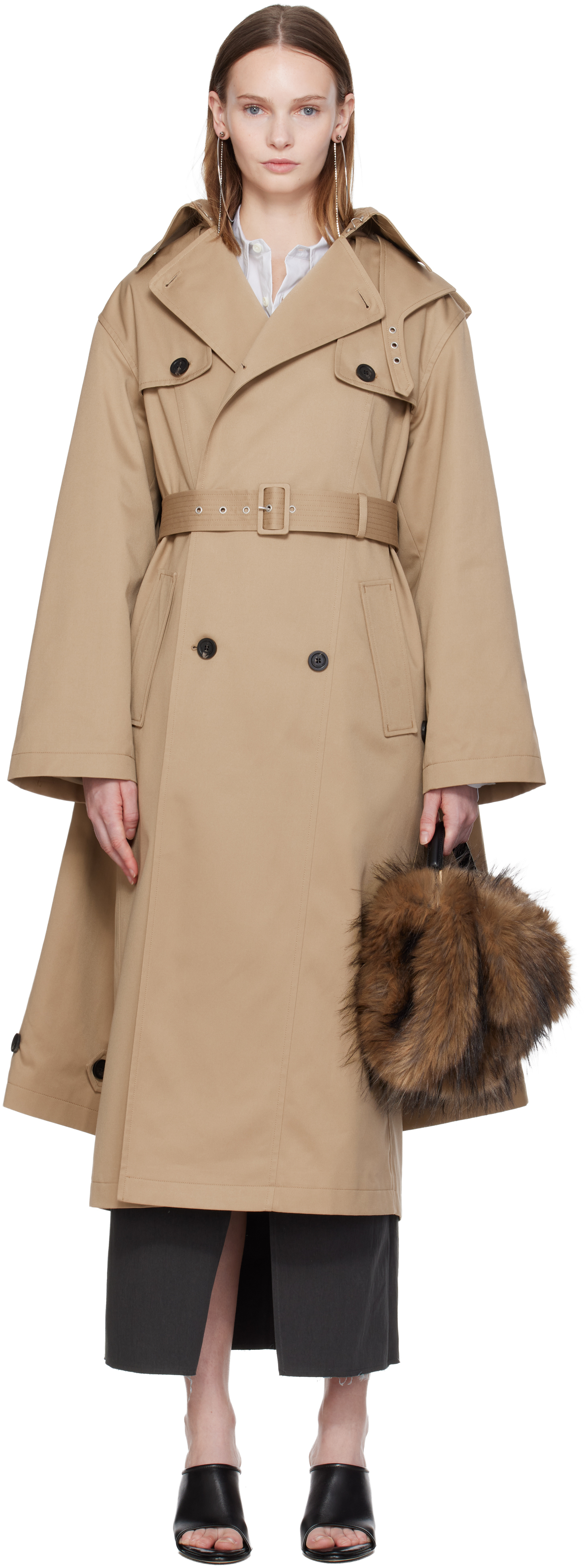 Jean Paul Gaultier Beige 'the Hooded' Trench Coat In Brown