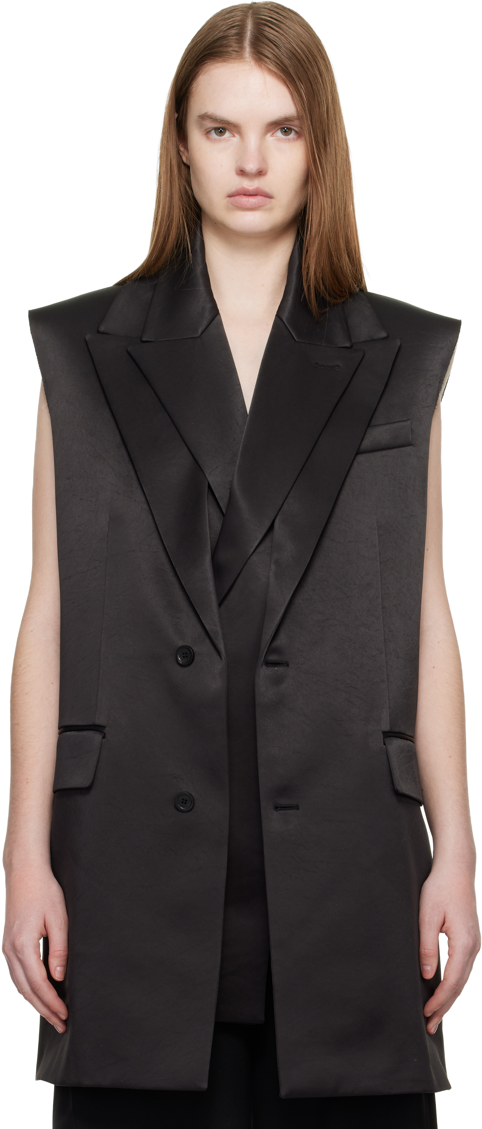 Jean Paul Gaultier ブラック ベスト 42 Black Double Layer Body Detail Vest by Jean Paul Gaultier on Sale