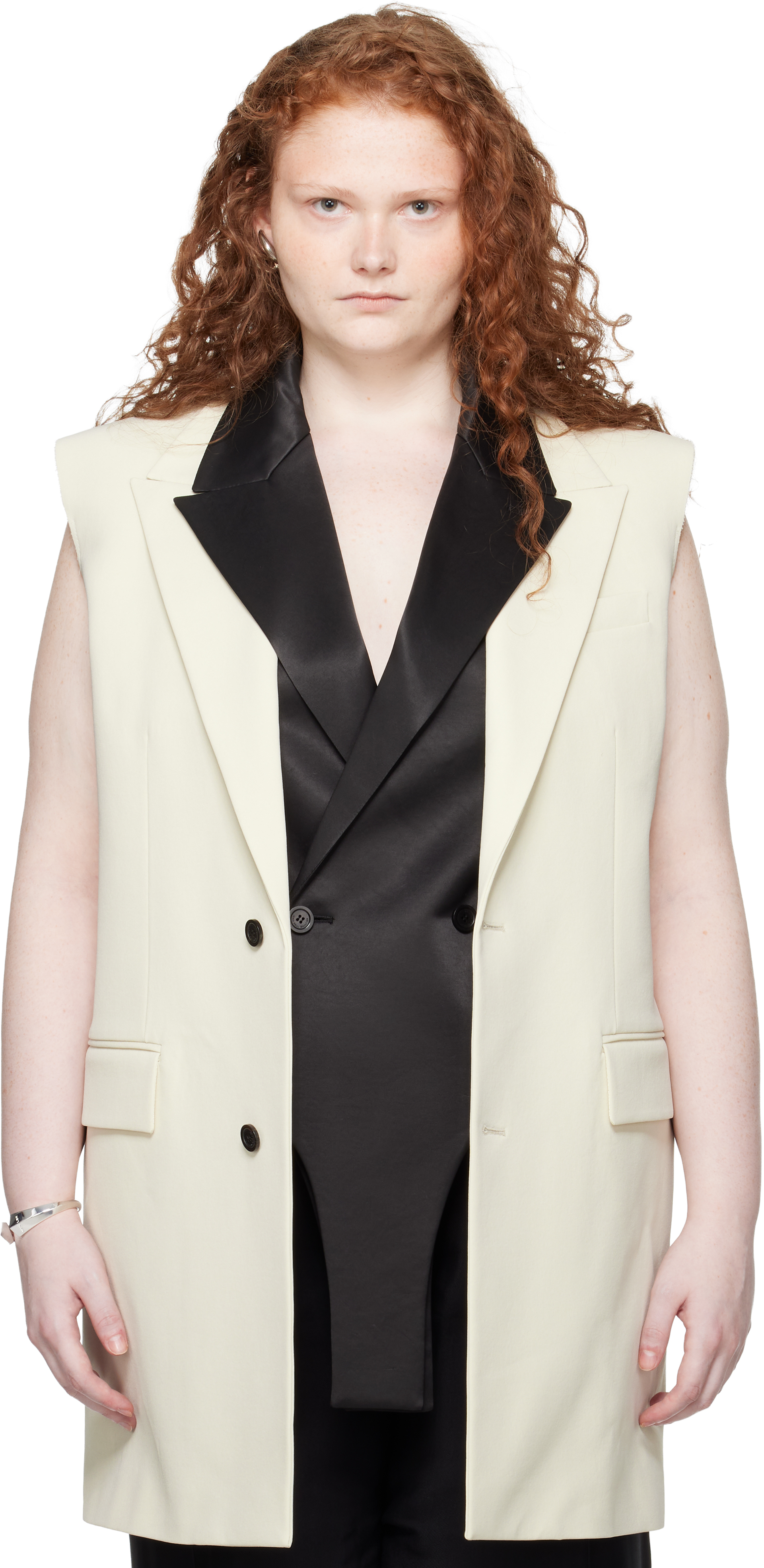 Jean Paul Gaultier Ssense Exclusive Off-white 'the Sleeveless Vanilla Suit' Vest In Neutral