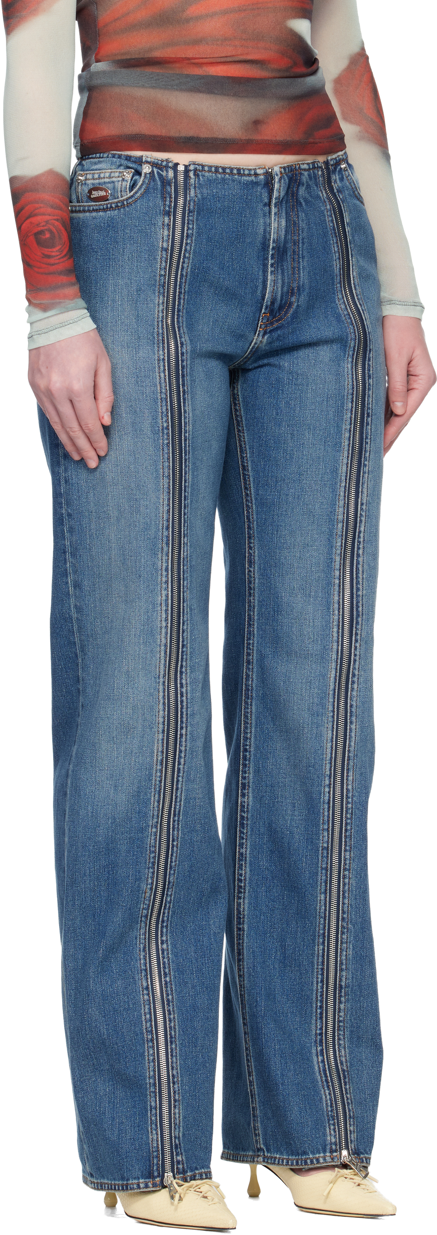 Jean Paul Gaultier Blue 'the Zipped' Jeans In Blue