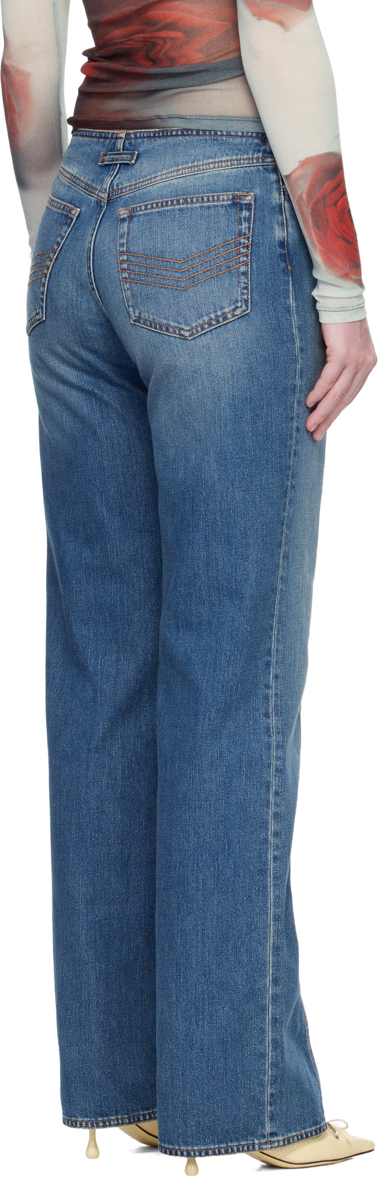 Jean Paul Gaultier Blue 'the Zipped' Jeans In Blue