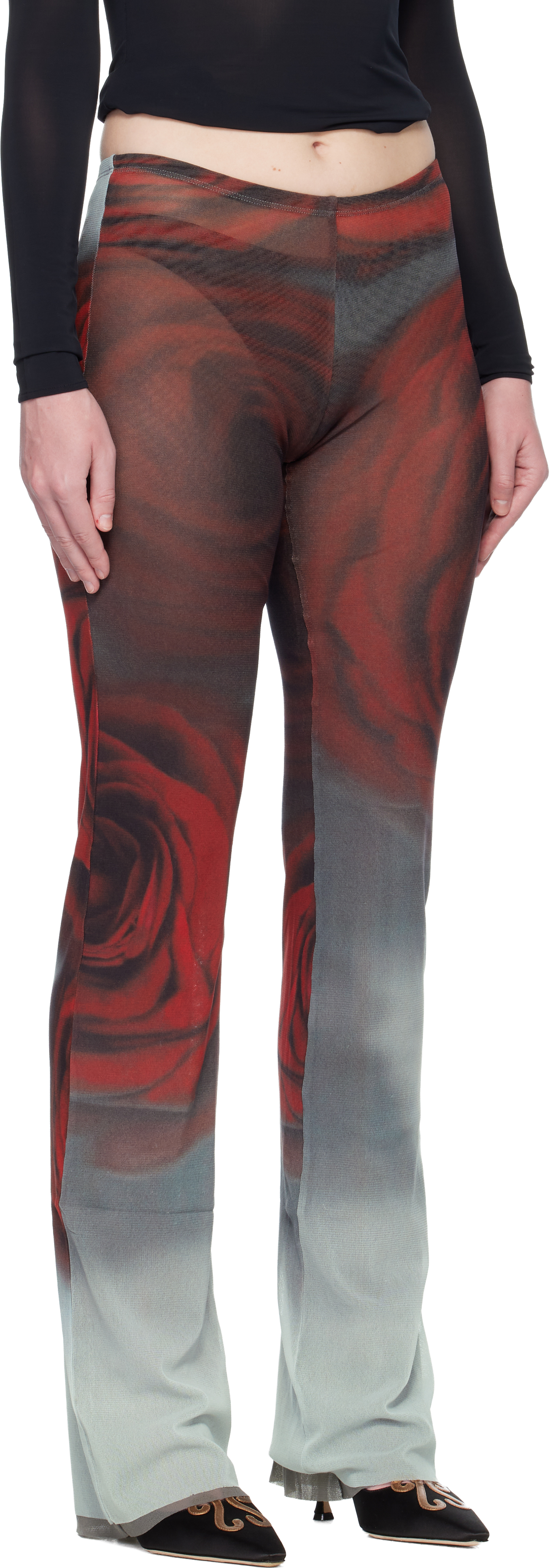 Jean Paul Gaultier Red 'the Blurry Roses' Lounge Pants