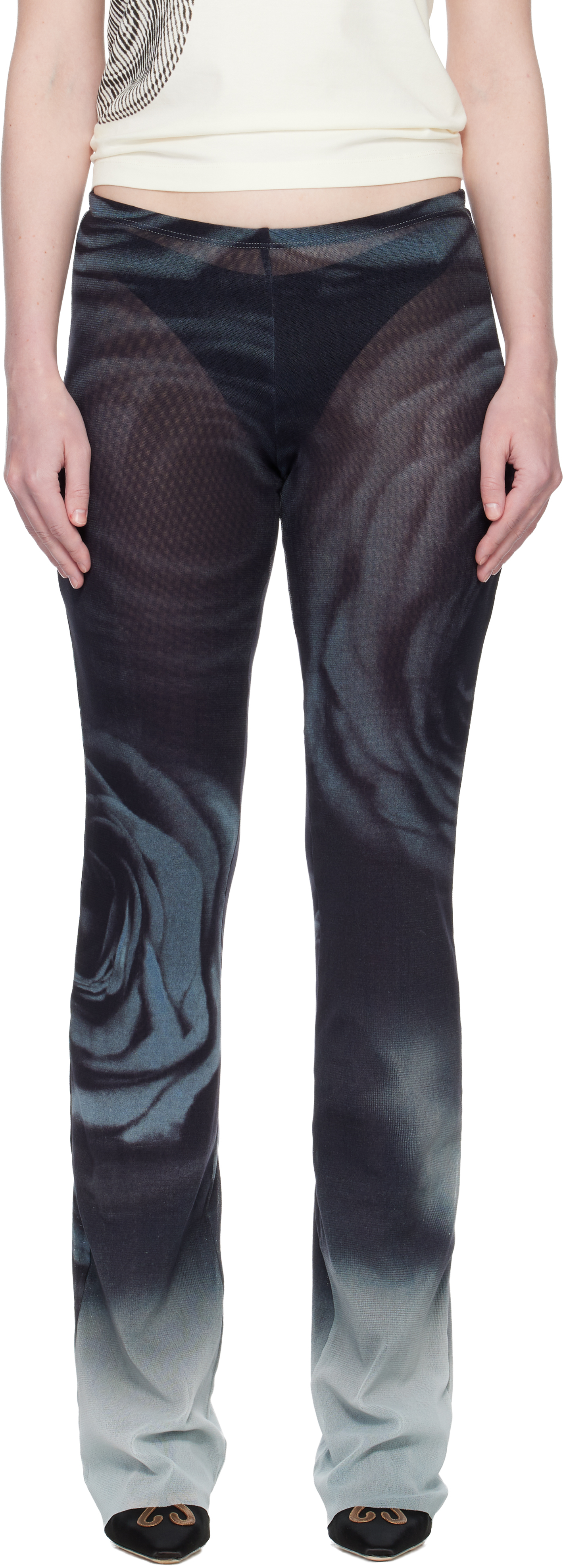 Jean Paul Gaultier Black 'the Blurry Roses' Lounge Pants