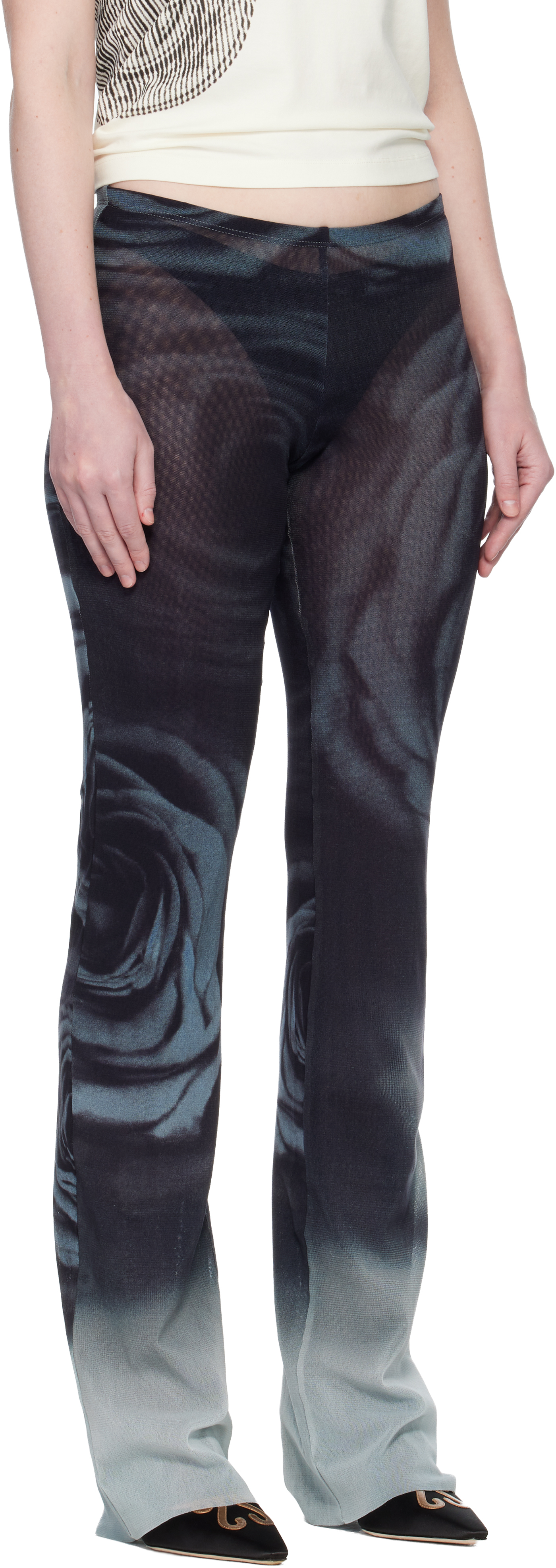 Jean Paul Gaultier Black 'the Blurry Roses' Lounge Pants