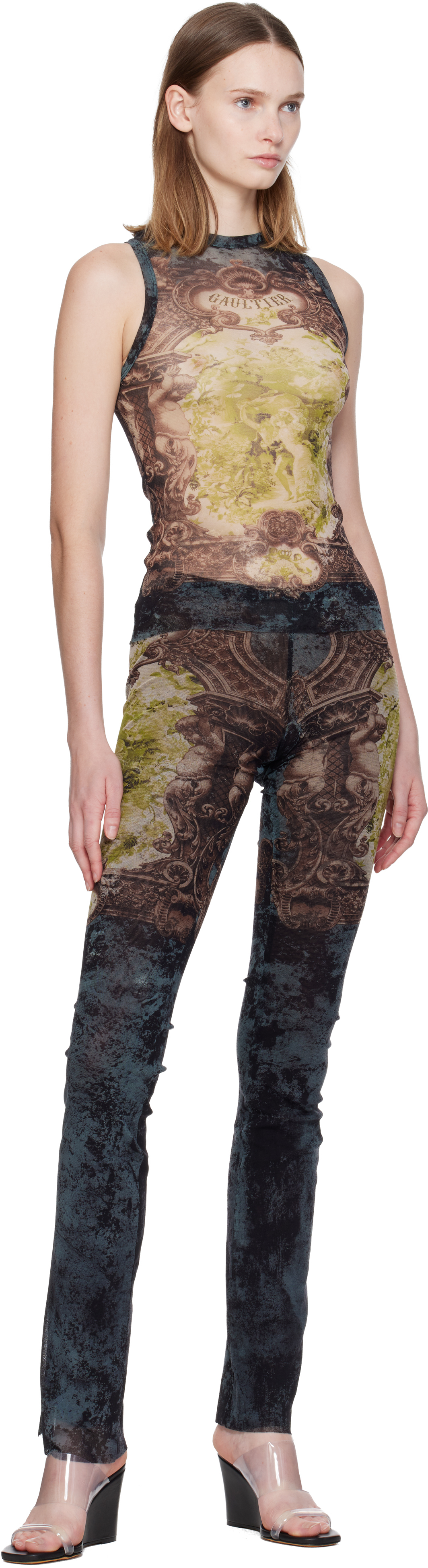 Jean Paul Gaultier Black & Yellow 'the Médaillon' Lounge Pants In Multi