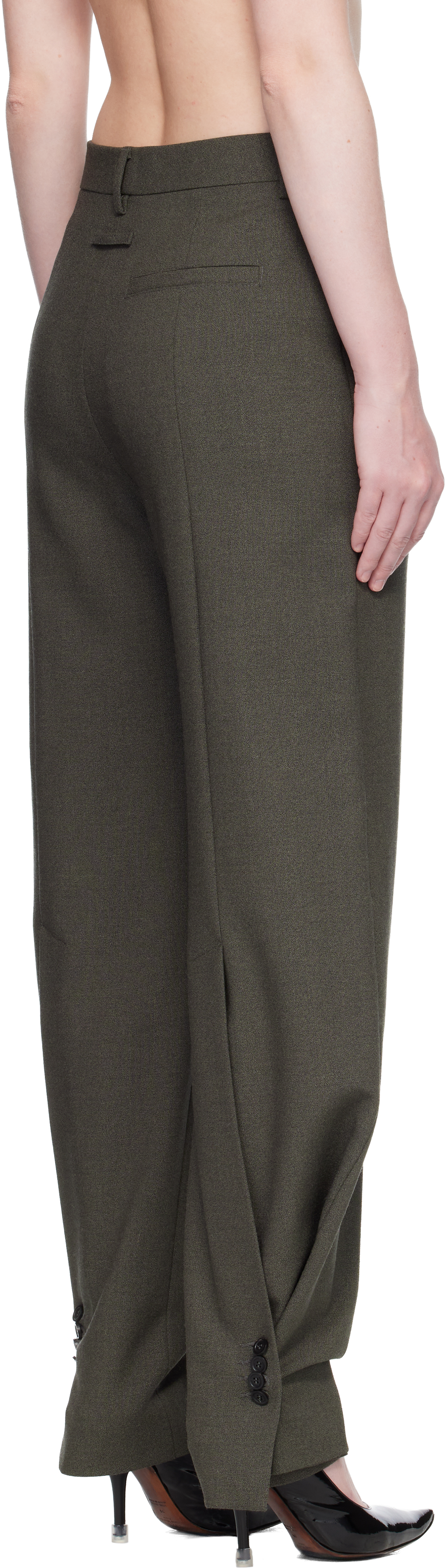 Jean Paul Gaultier Taupe 'the Button-hole' Trousers In Green