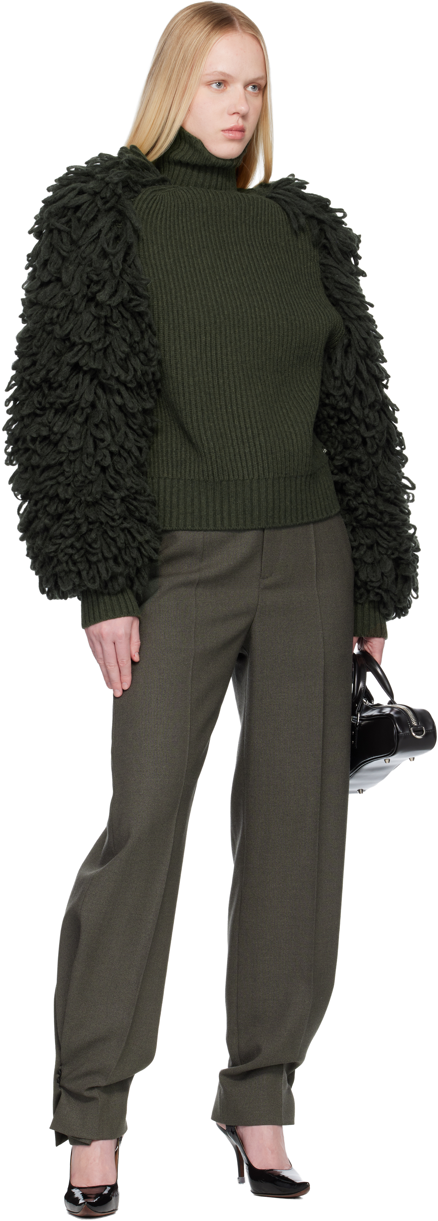 Jean Paul Gaultier Taupe 'the Button-hole' Trousers In Green