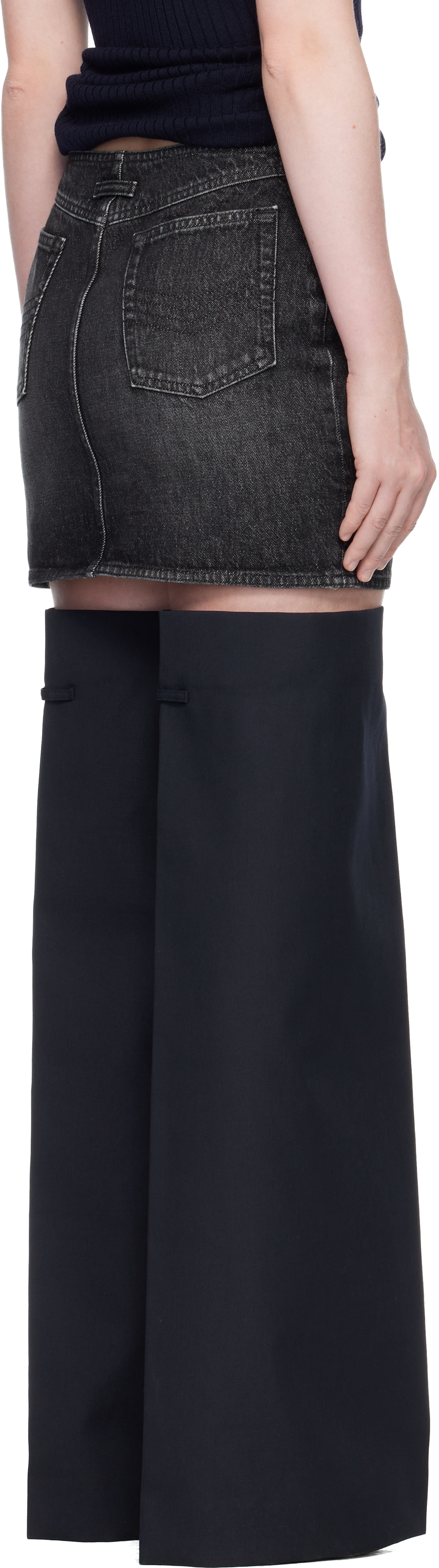 Jean Paul Gaultier Black Front Zipped Denim Miniskirt