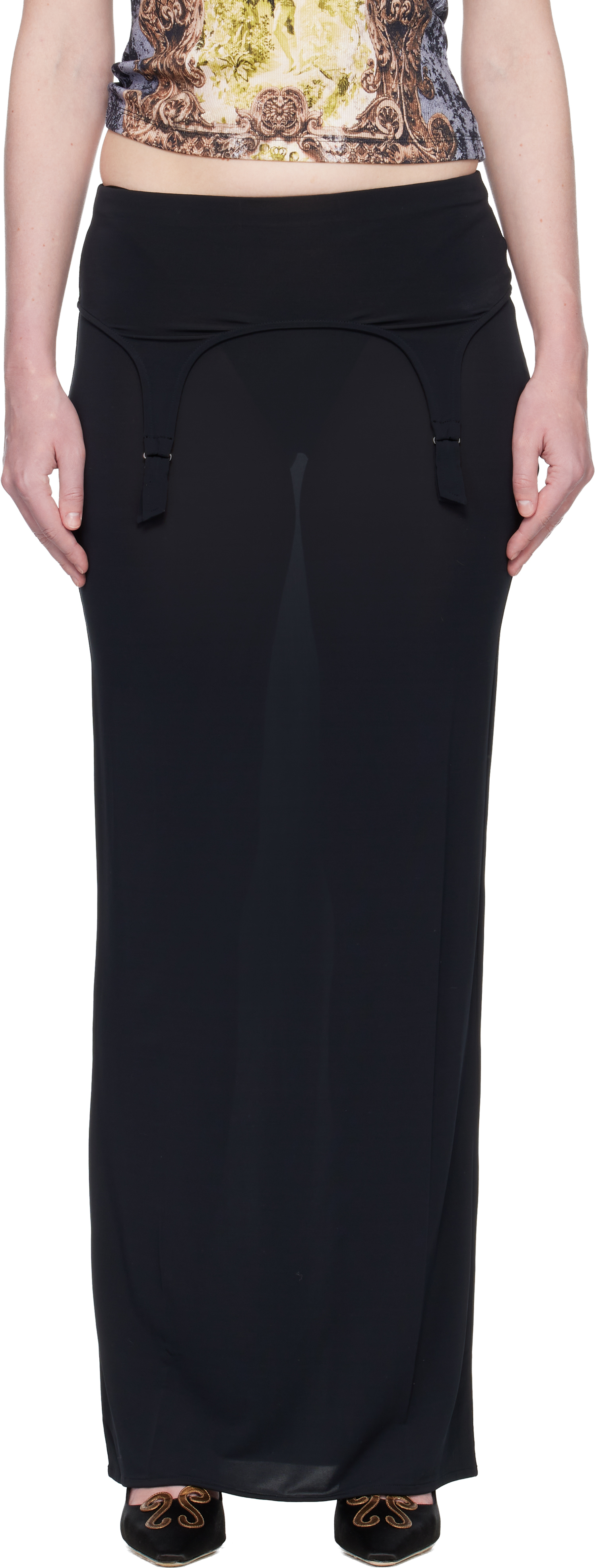 Jean Paul Gaultier Navy 'the Long Garter' Maxi Skirt