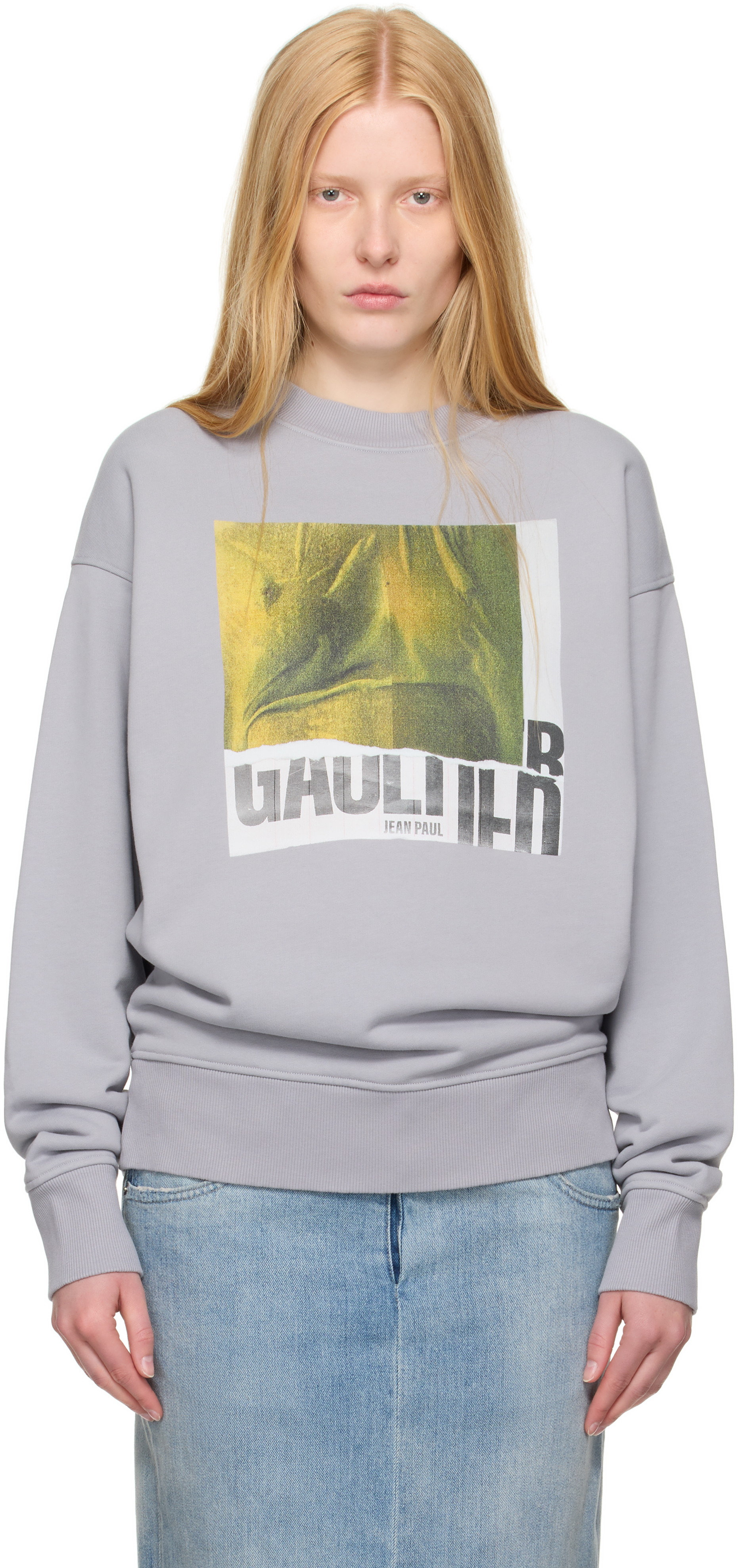 SSENSE Exclusive Gray Cotton Water Print Sweatshirt