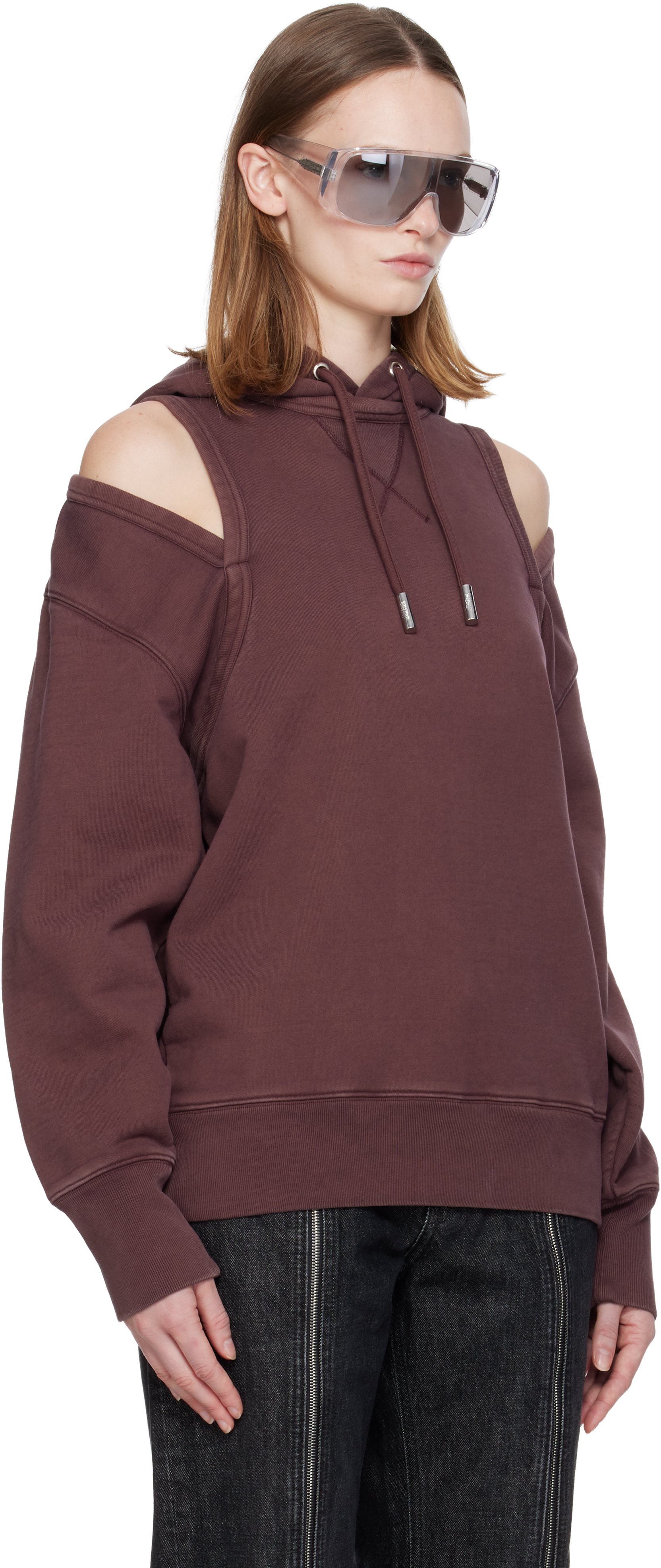 Jean Paul Gaultier Burgundy Cut Out Hoodie In Burgundy