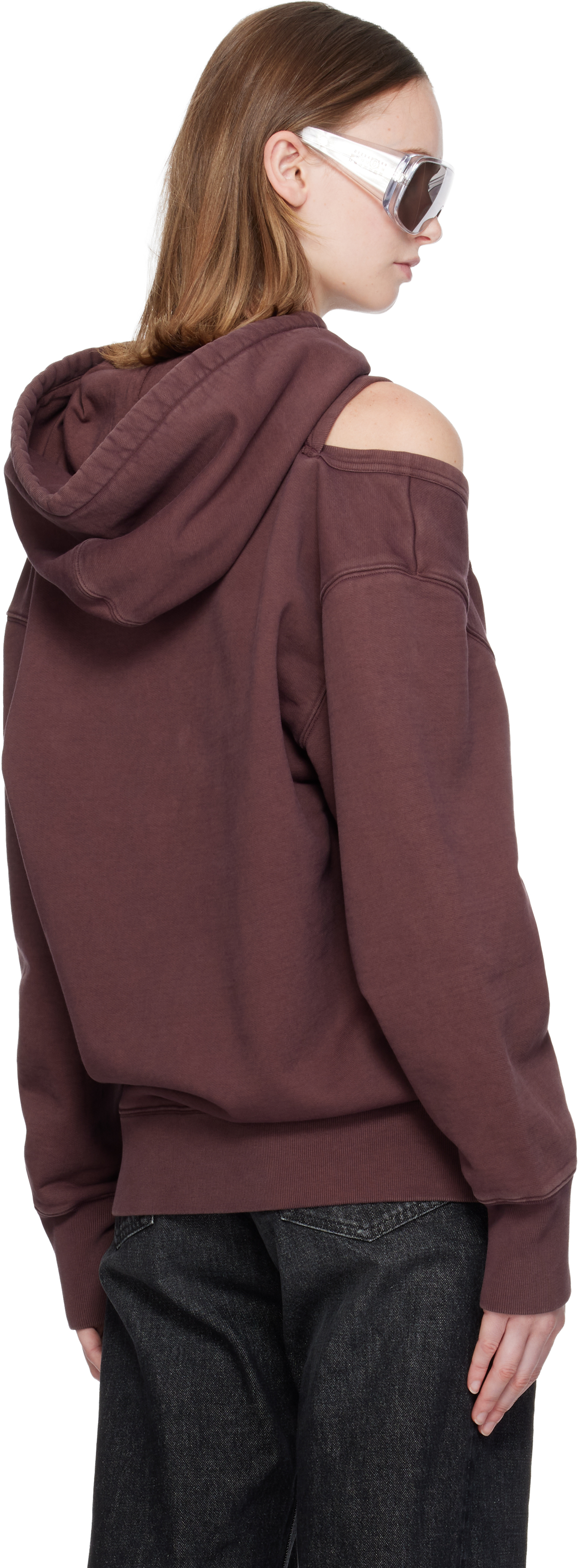 Jean Paul Gaultier Burgundy Cut Out Hoodie In Burgundy