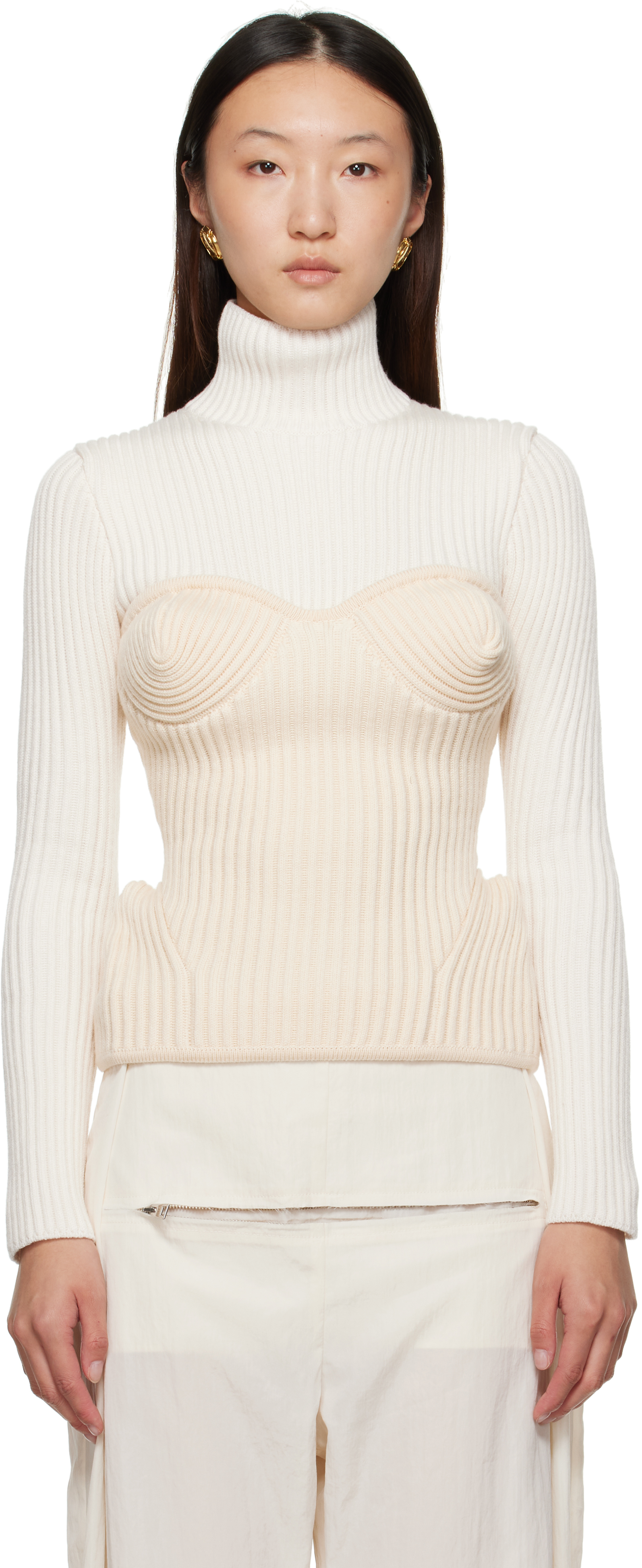 White & Off-White Corset Turtleneck