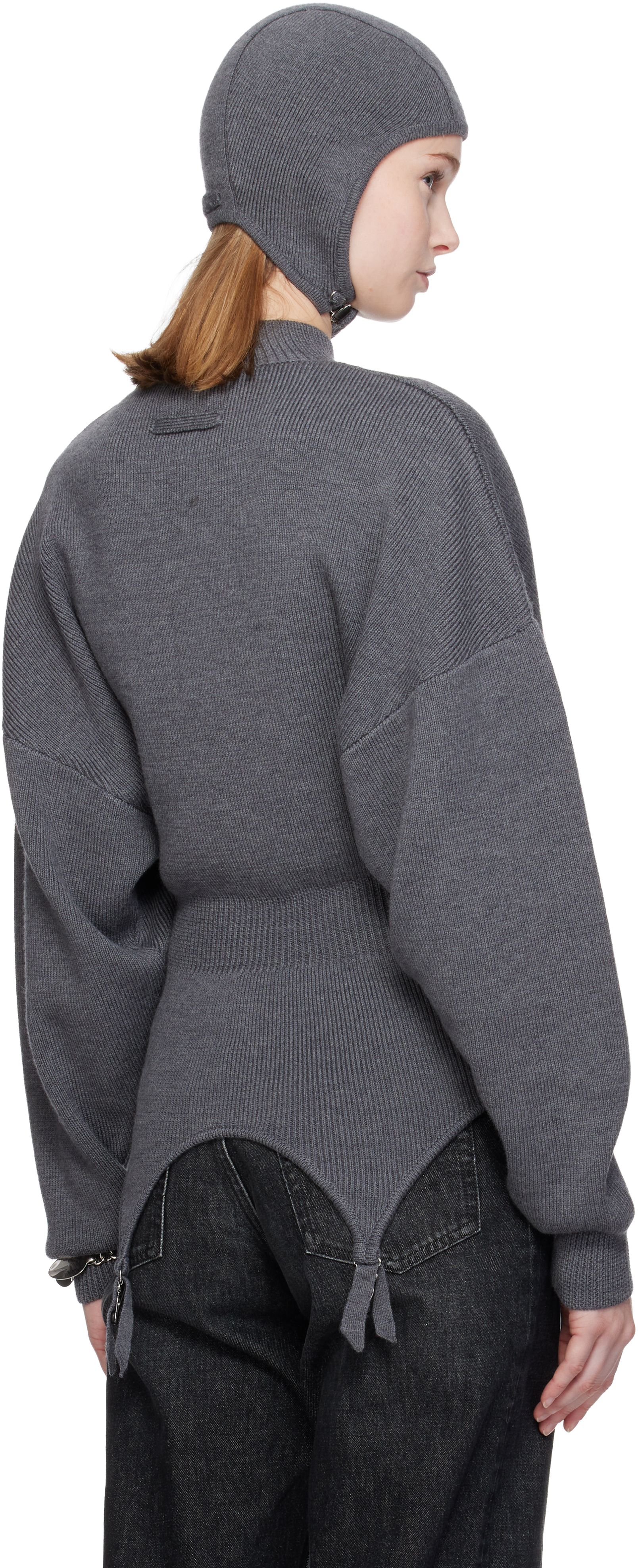 Jean Paul Gaultier Gray 'the Garter' Sweater In Gray