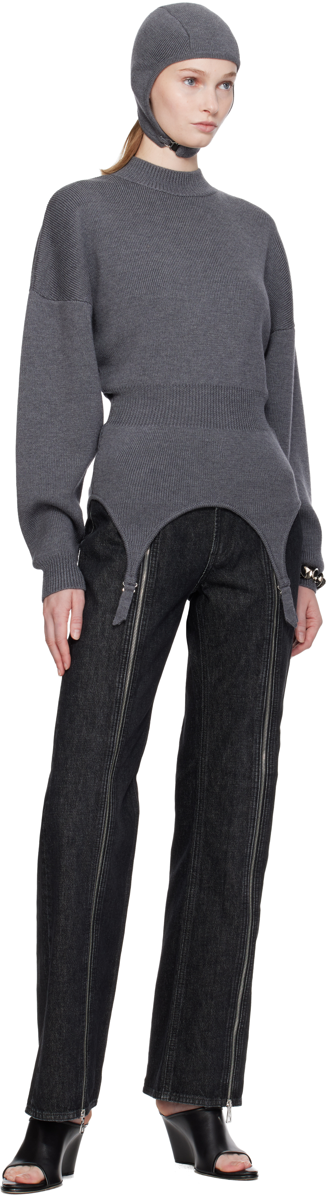 Jean Paul Gaultier Gray 'the Garter' Sweater In Gray