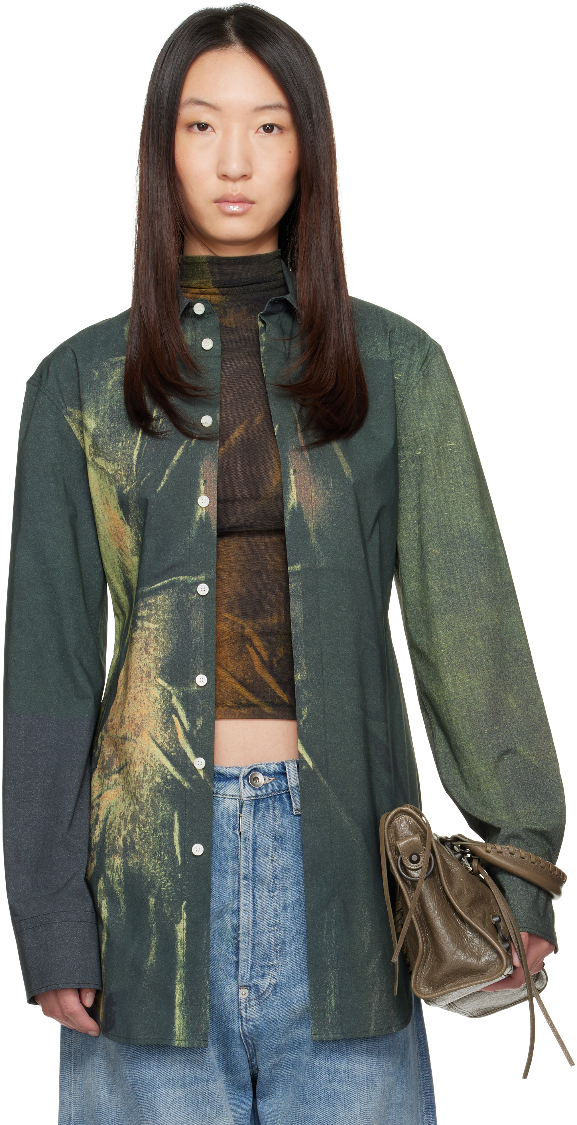 Jean Paul Gaultier Stretch Cotton Poplin Shirt. Graphic Printed Throughout.