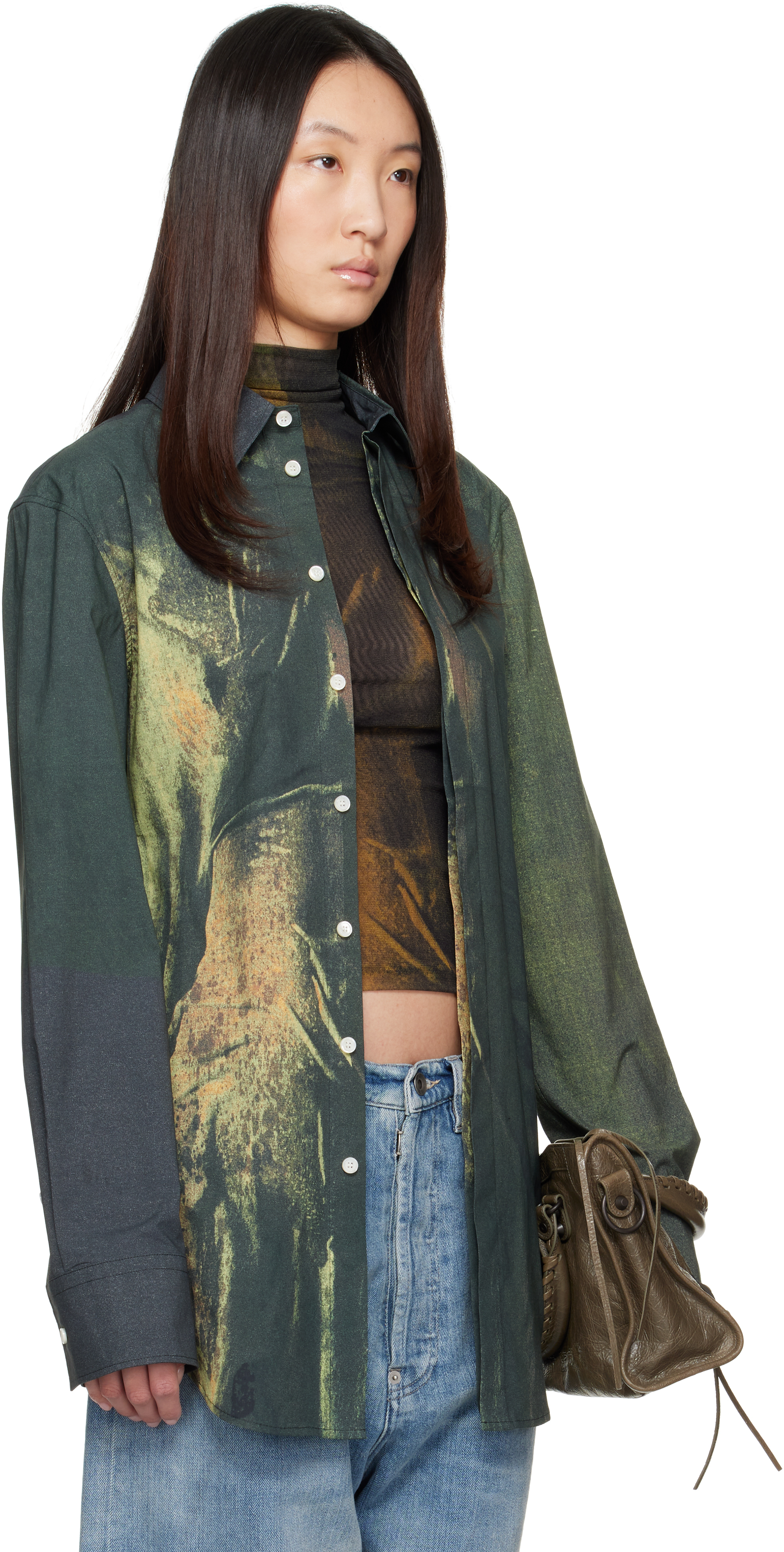 Jean Paul Gaultier Stretch Cotton Poplin Shirt. Graphic Printed Throughout.