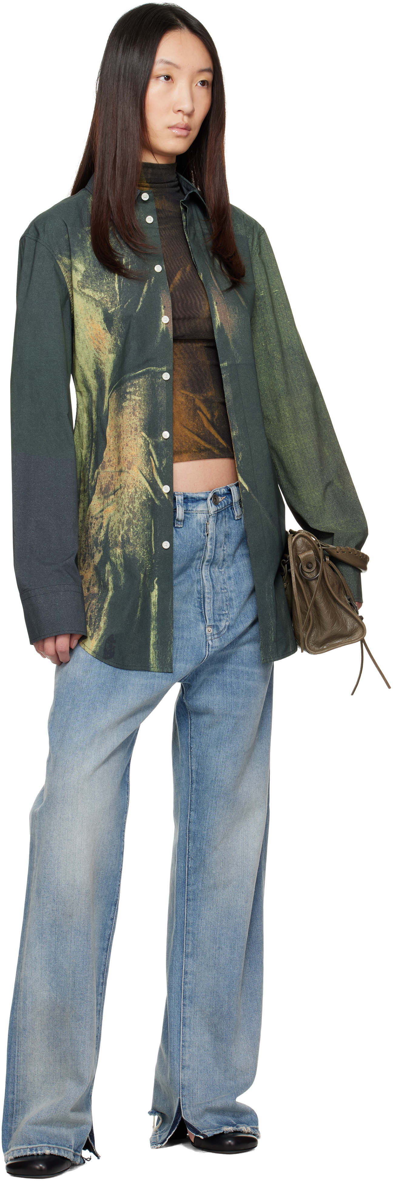 Jean Paul Gaultier Stretch Cotton Poplin Shirt. Graphic Printed Throughout.