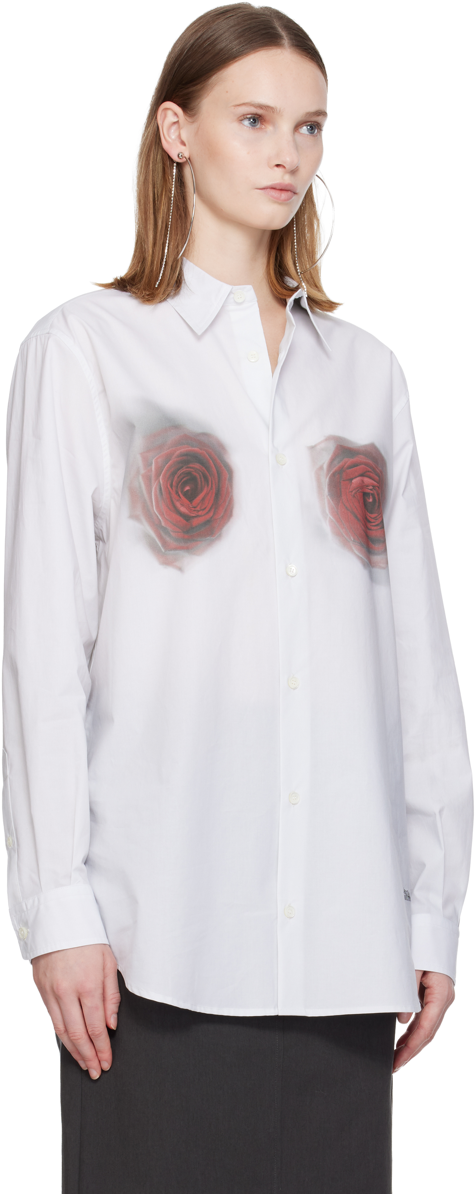 Jean Paul Gaultier Floral-print Cotton-poplin Shirt In White