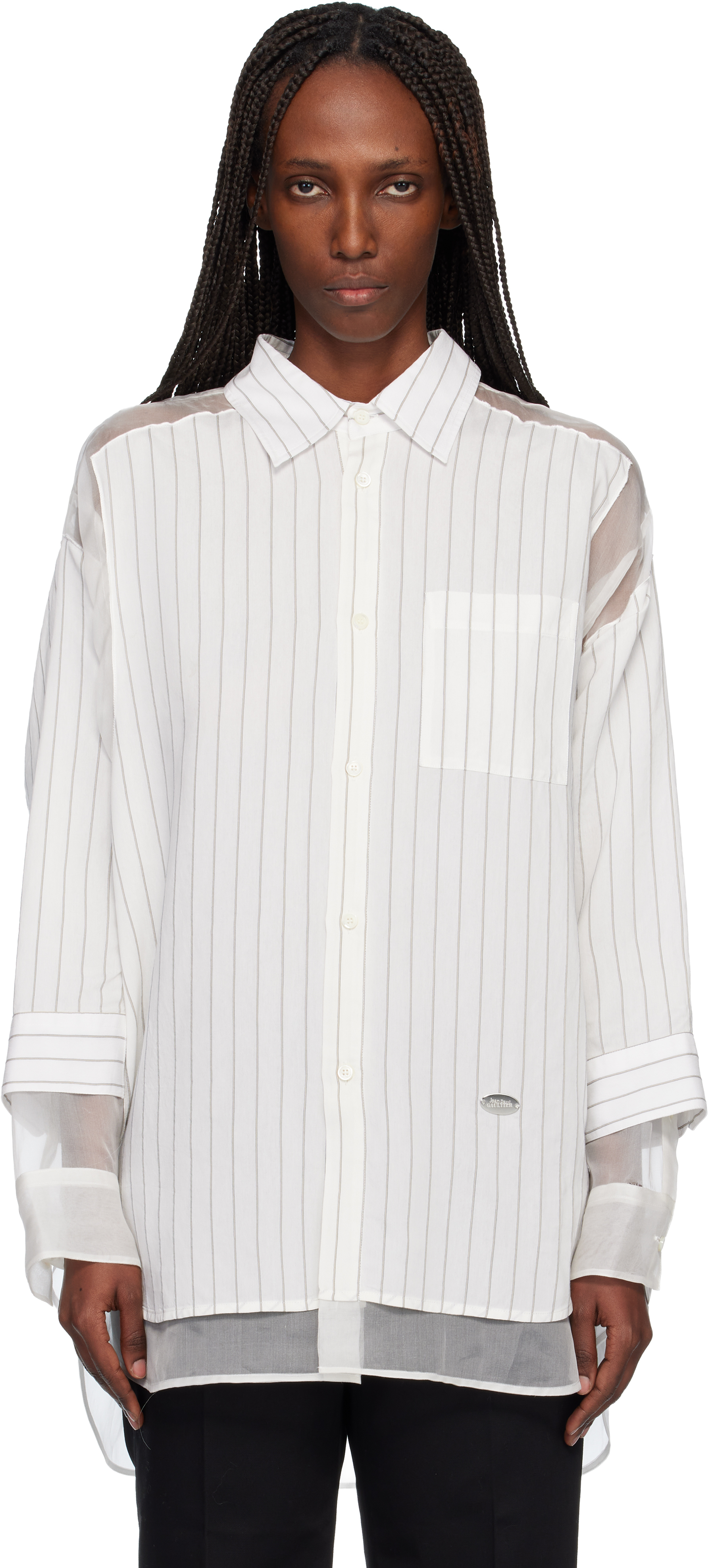 Jean Paul Gaultier Off-white 'the Petit-grand Pinstriped' Shirt